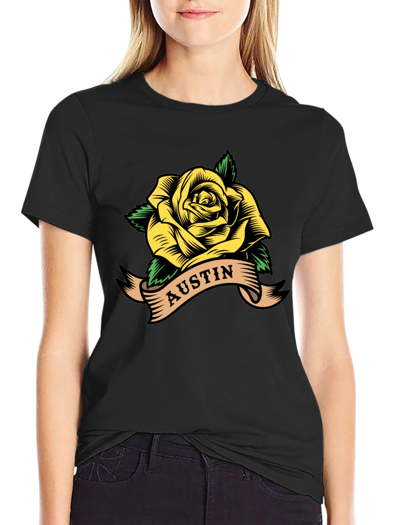 Austin Rose Graphic T-Shirt - Black
