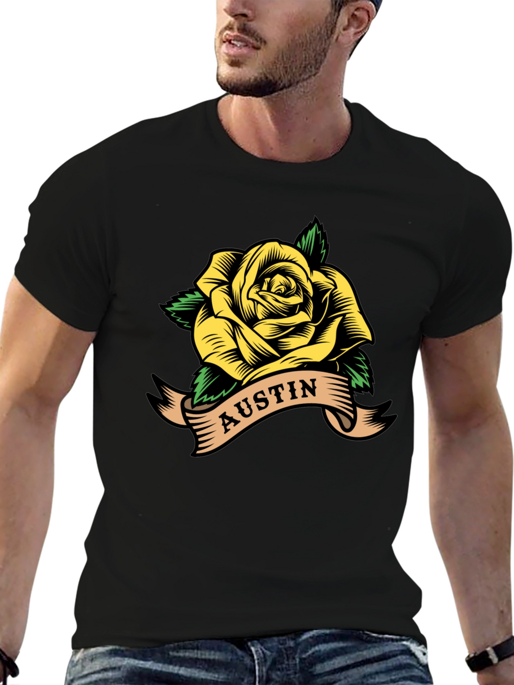 Austin Rose Graphic T-Shirt - Black