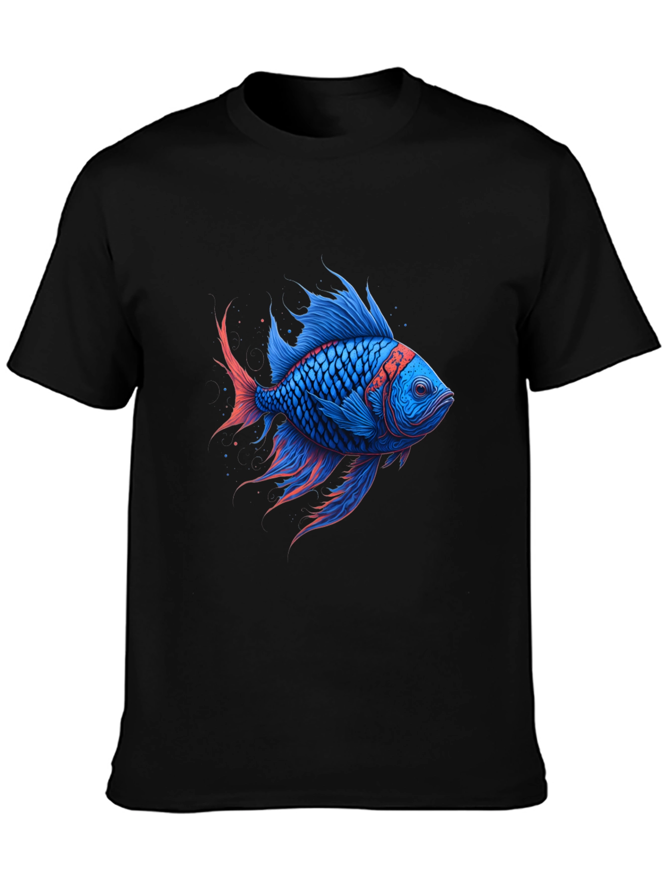 Vivid Blue Fish Graphic T-Shirt