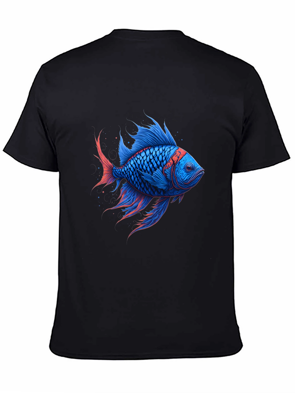Vivid Blue Fish Graphic T-Shirt
