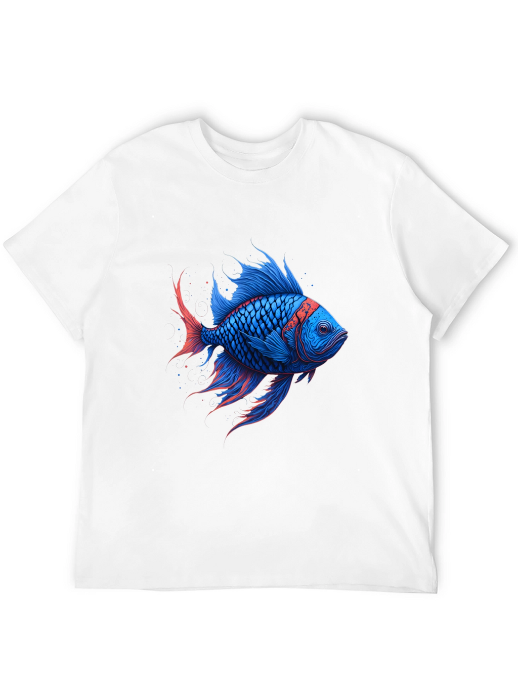 Vivid Blue Fish Graphic T-Shirt