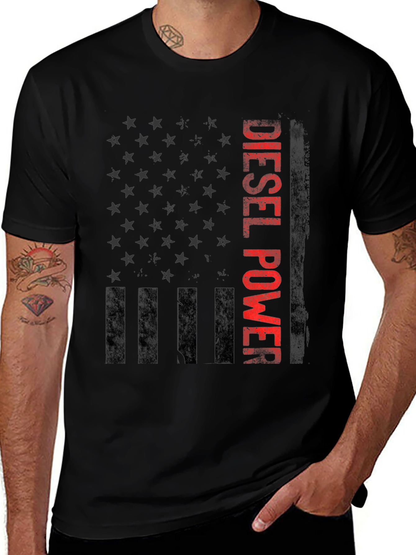Diesel Power American Flag Graphic T-Shirt
