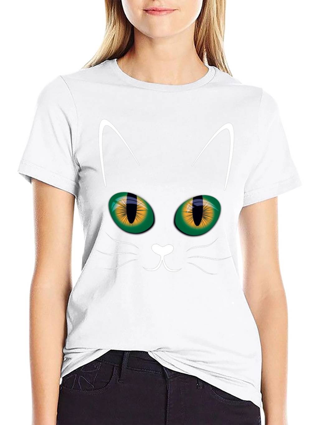 Black Cat Face T-Shirt - Halloween Style