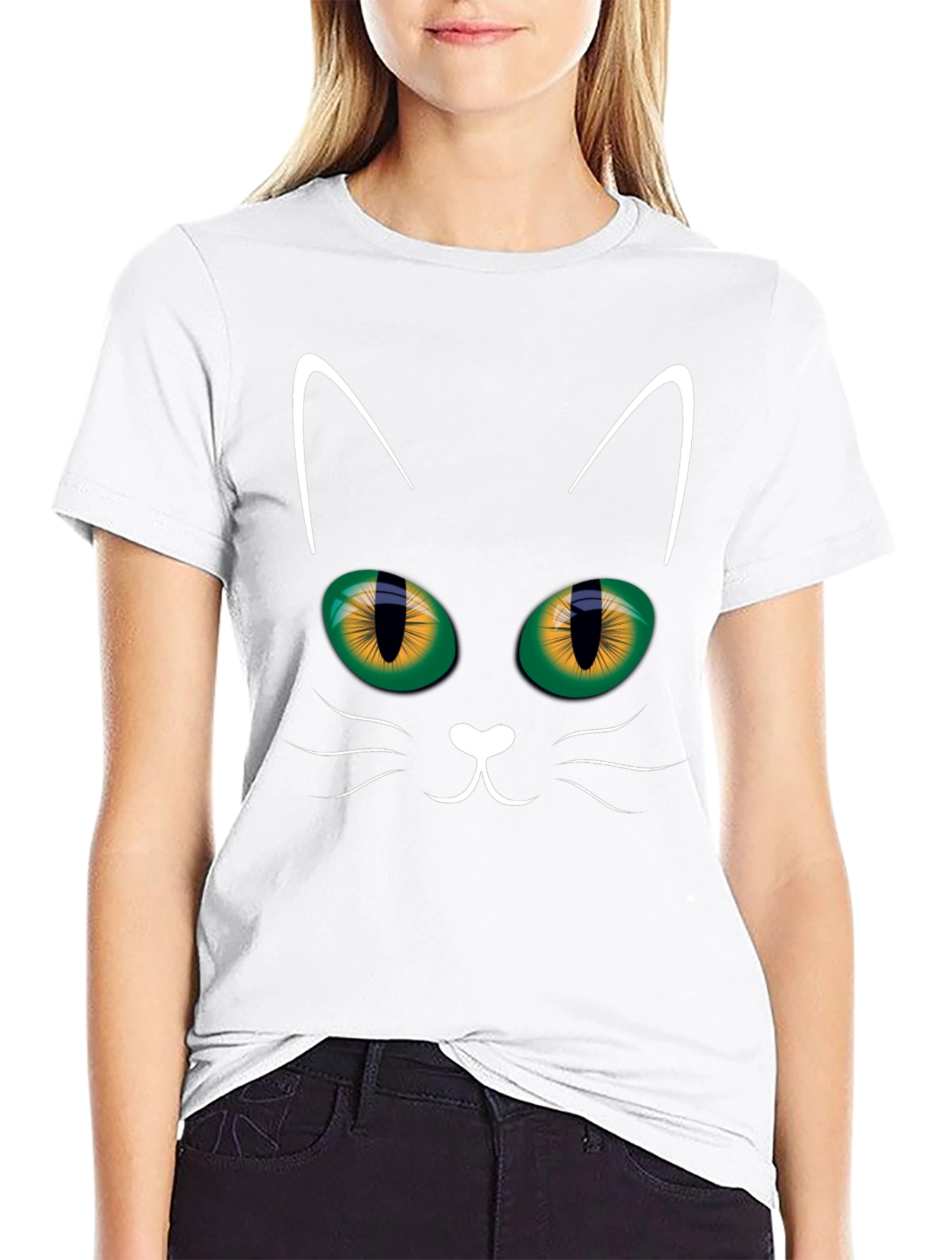 Black Cat Face T-Shirt - Halloween Style