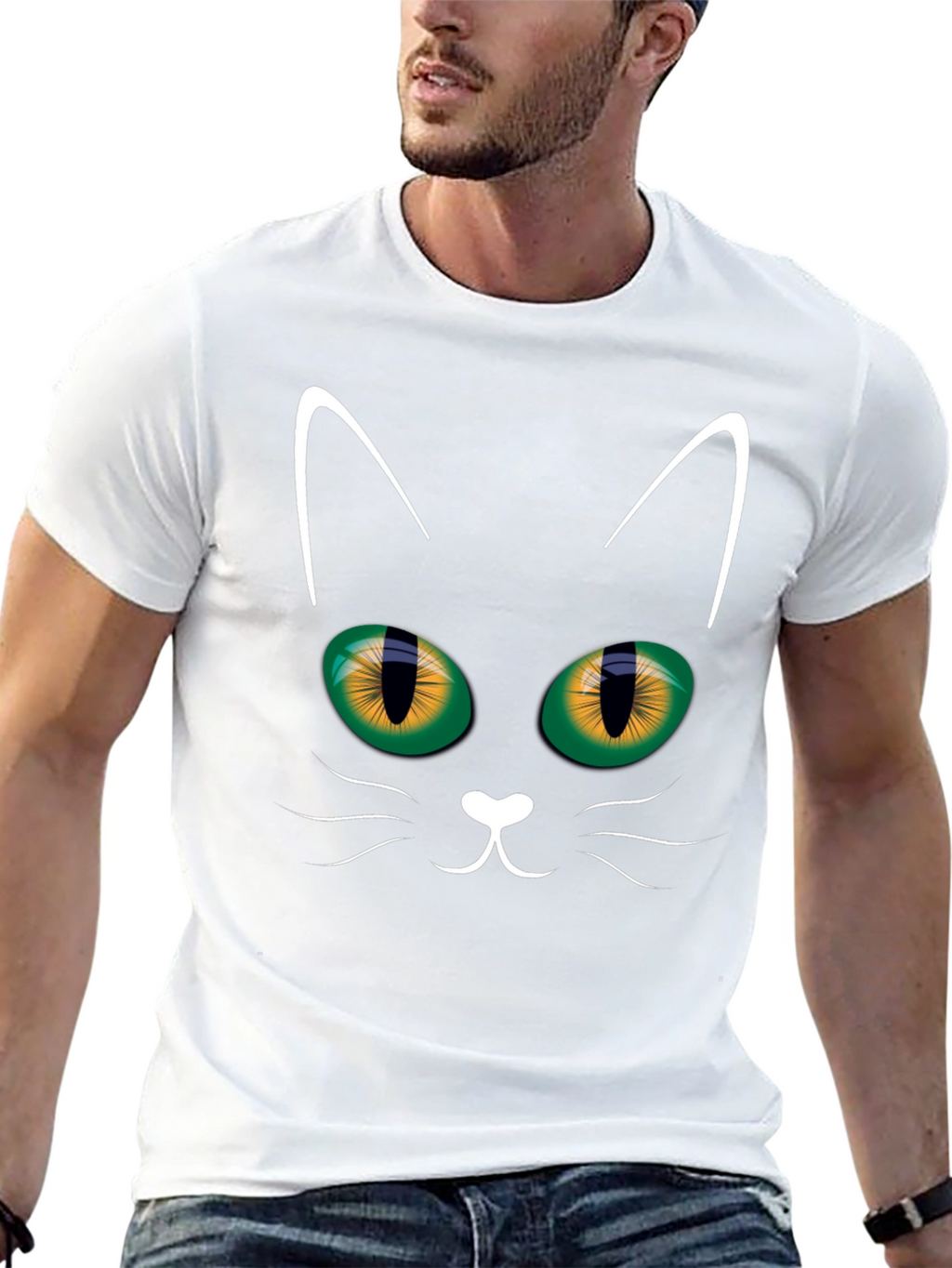 Black Cat Face T-Shirt - Halloween Style