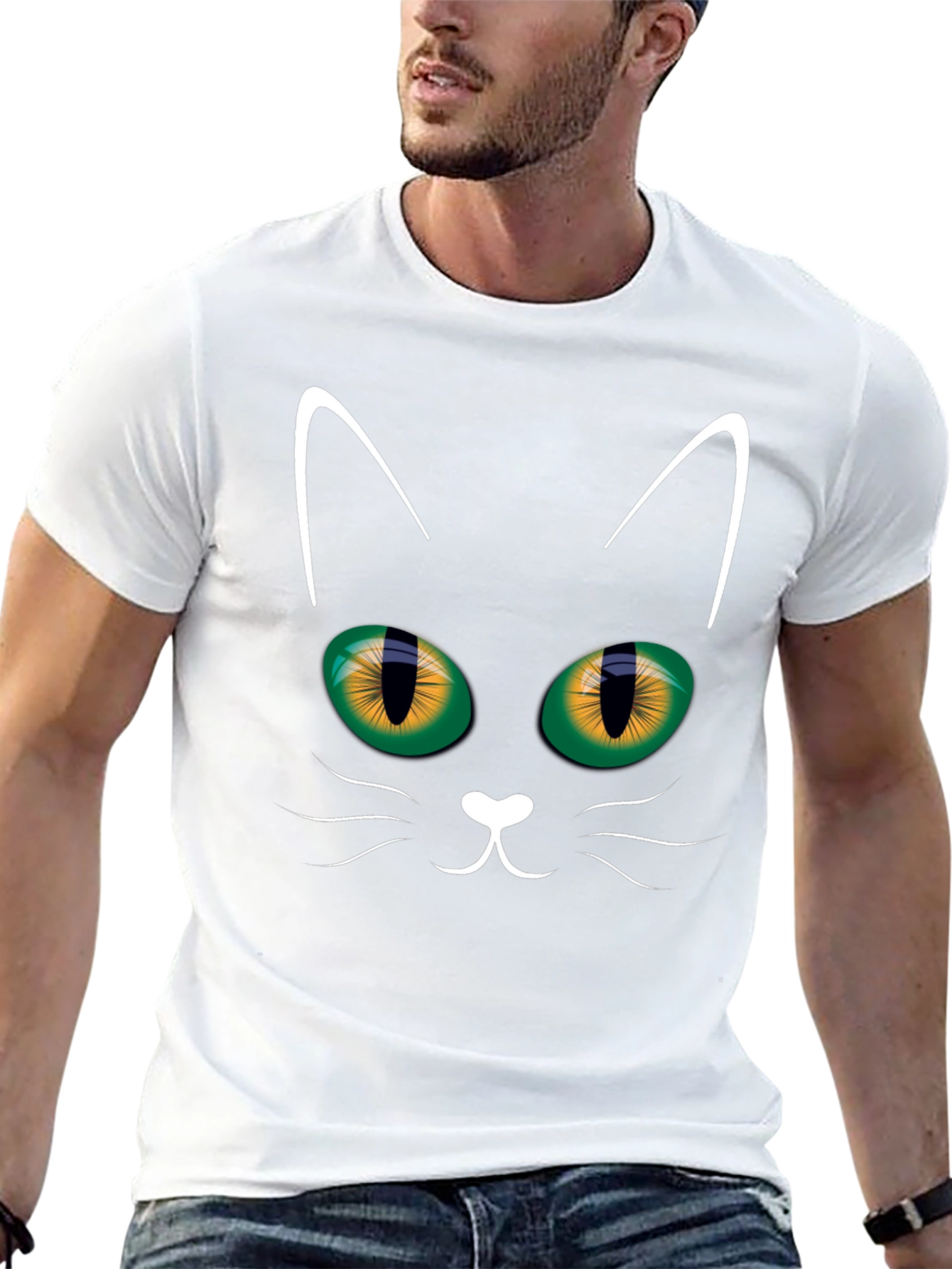 Black Cat Face T-Shirt - Halloween Style