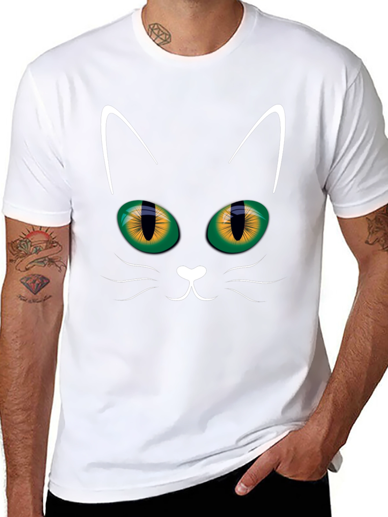 Black Cat Face T-Shirt - Halloween Style