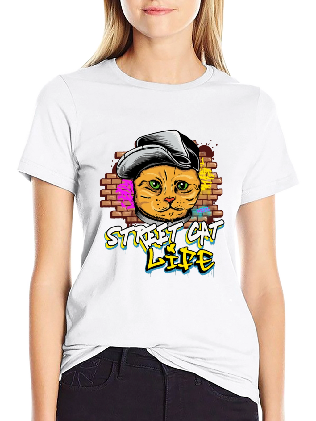 Street Cat Life Graphic T-Shirt