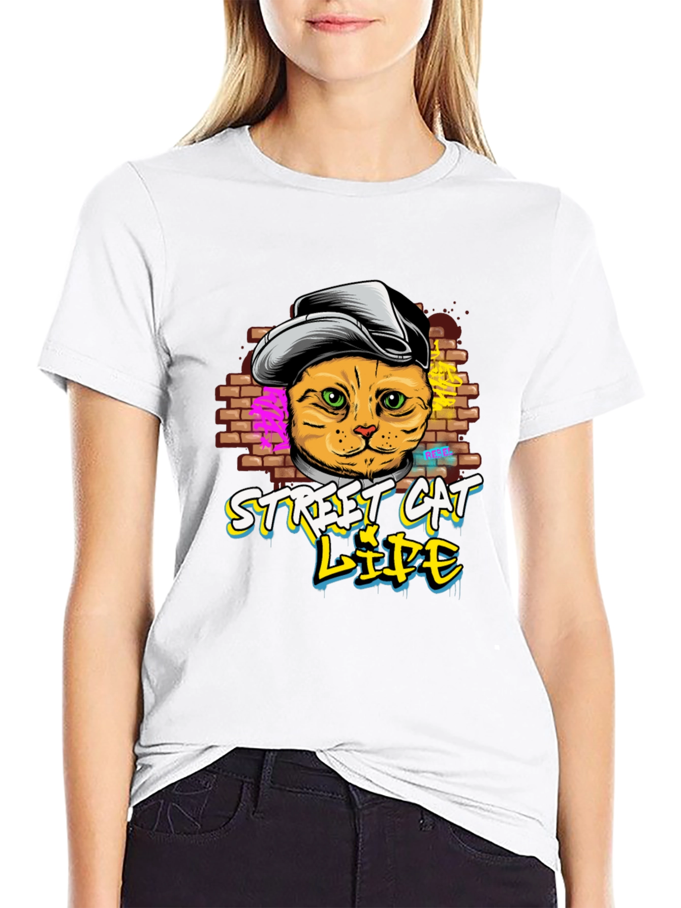 Street Cat Life Graphic T-Shirt