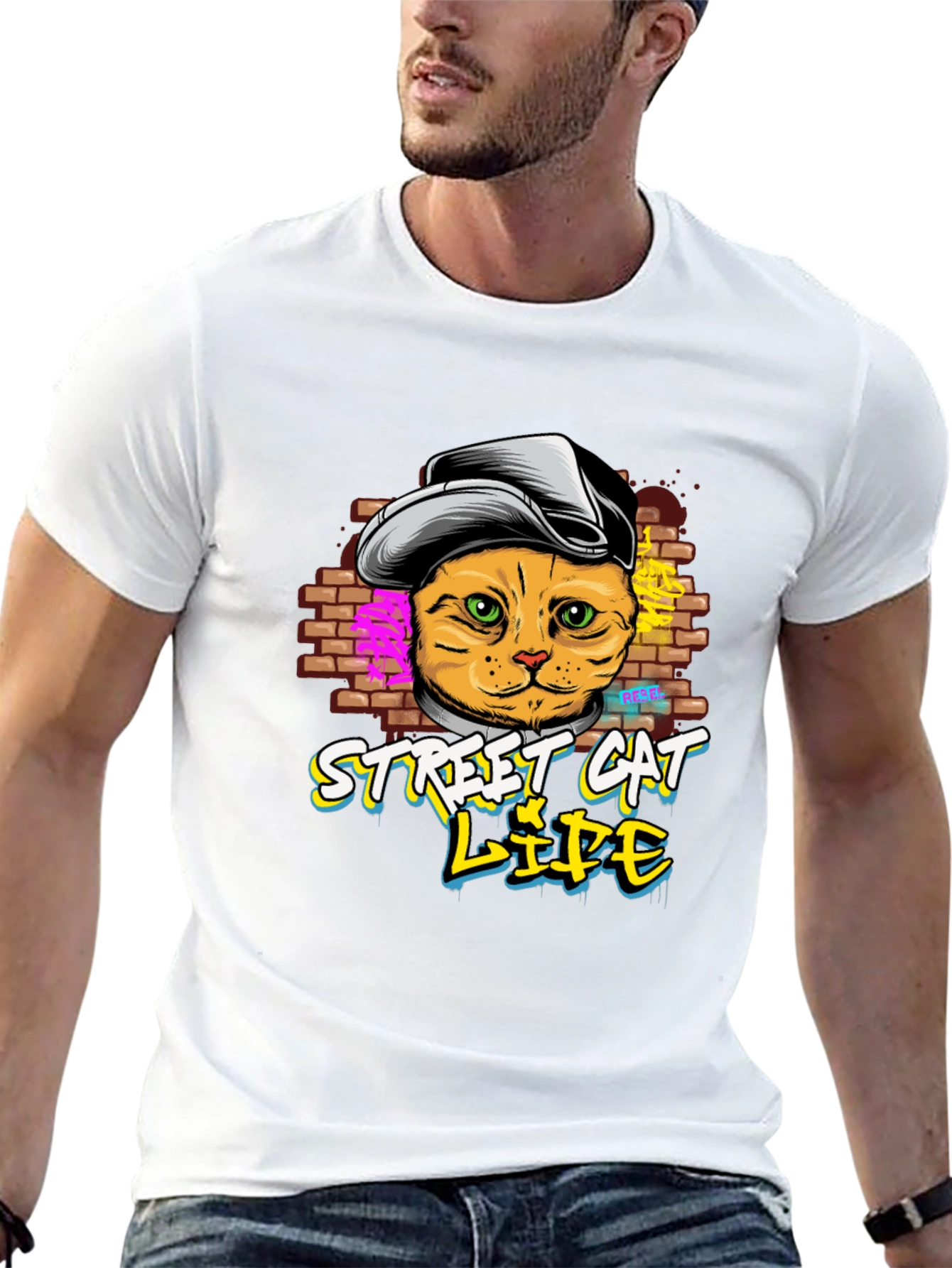 Street Cat Life Graphic T-Shirt