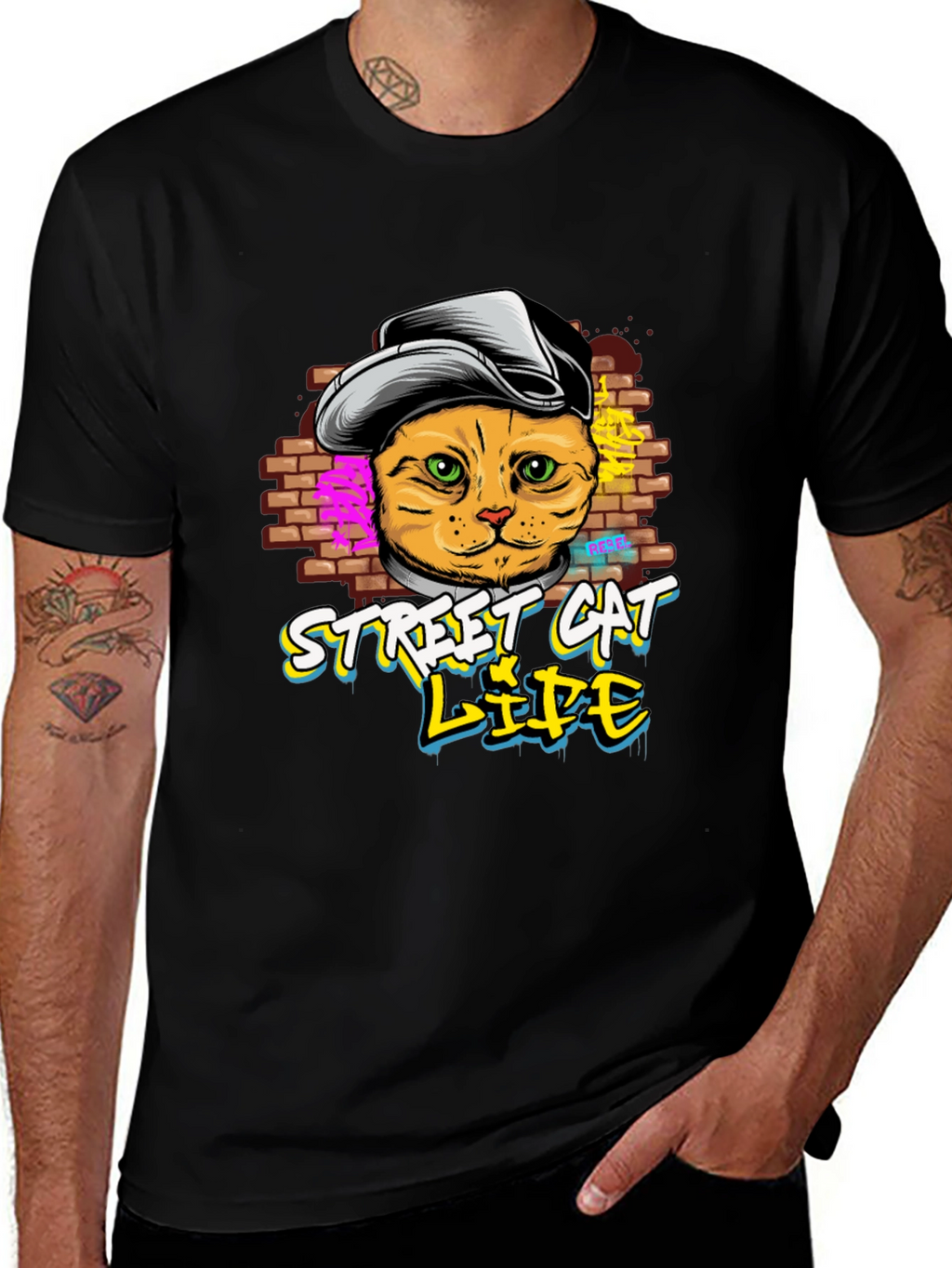 Street Cat Life Graphic T-Shirt