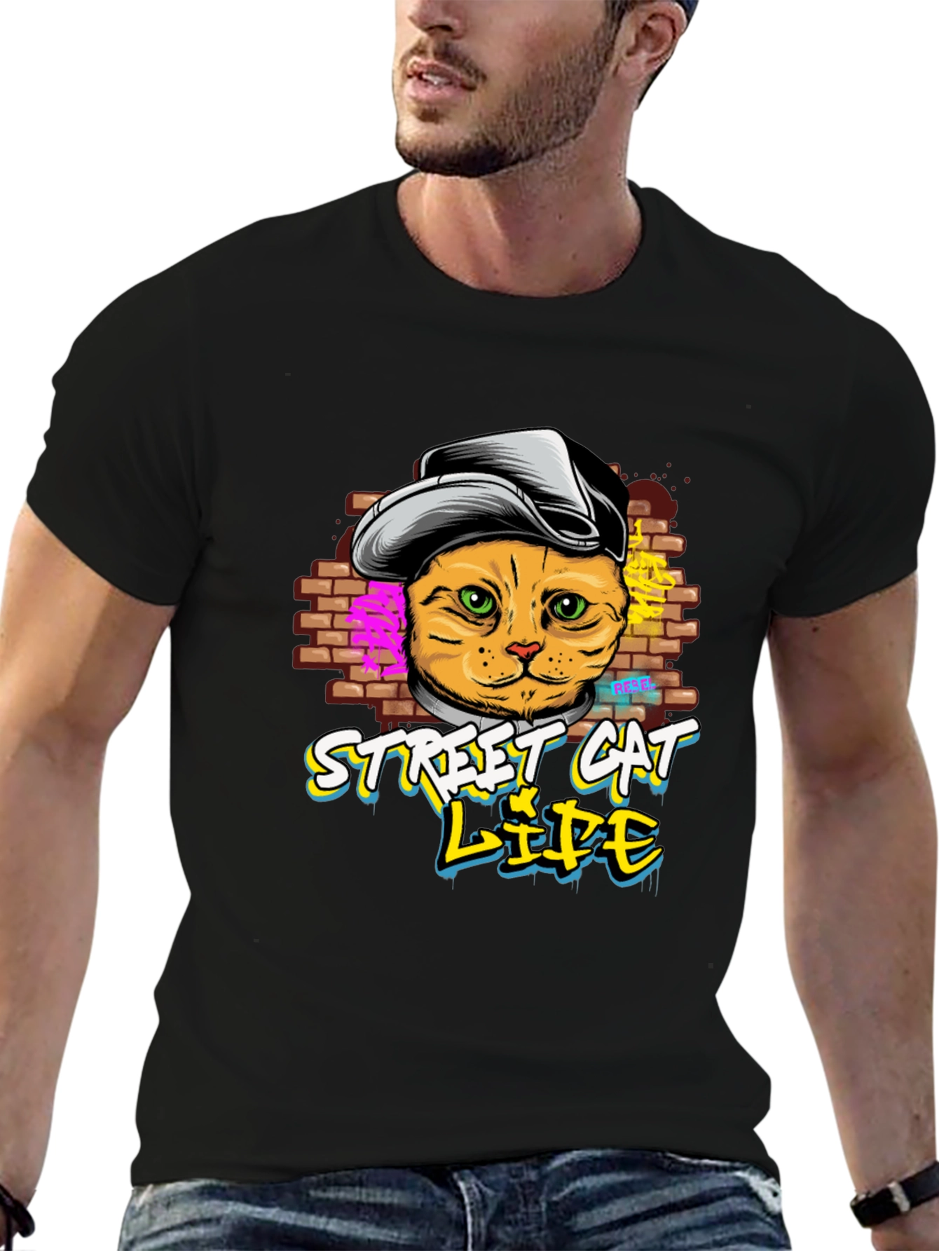 Street Cat Life Graphic T-Shirt