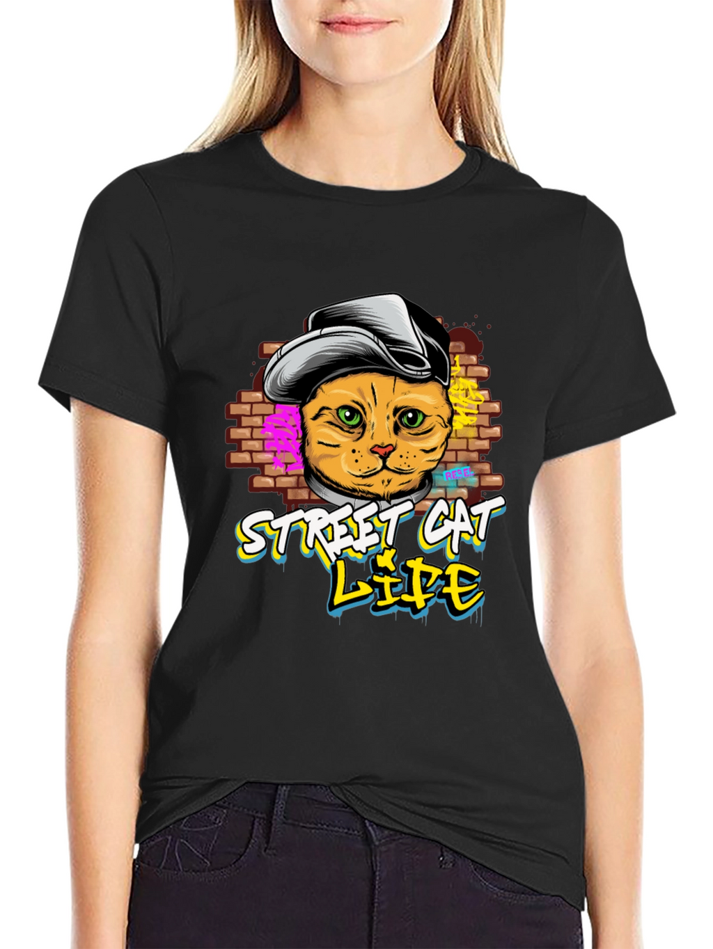 Street Cat Life Graphic T-Shirt