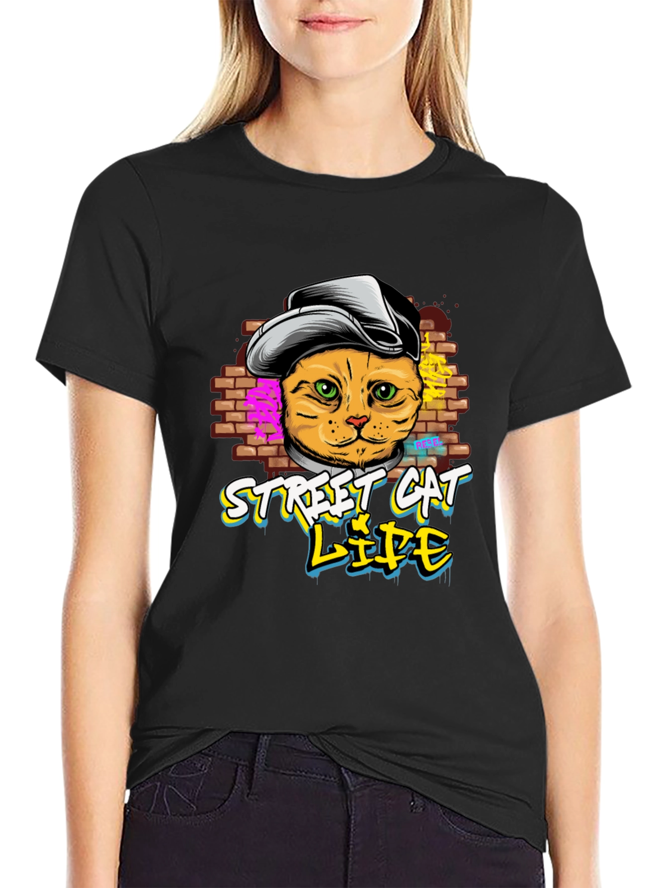 Street Cat Life Graphic T-Shirt