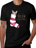 Meow Christmas Cat in Stocking T-Shirt