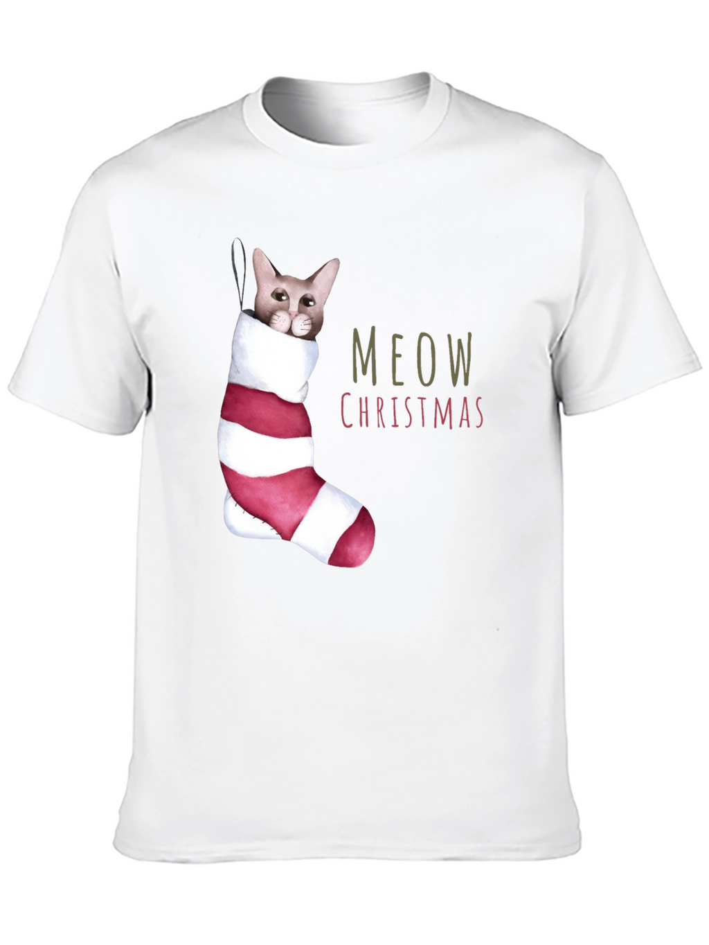 Meow Christmas Cat in Stocking T-Shirt
