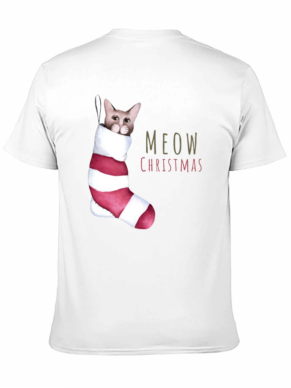 Meow Christmas Cat in Stocking T-Shirt