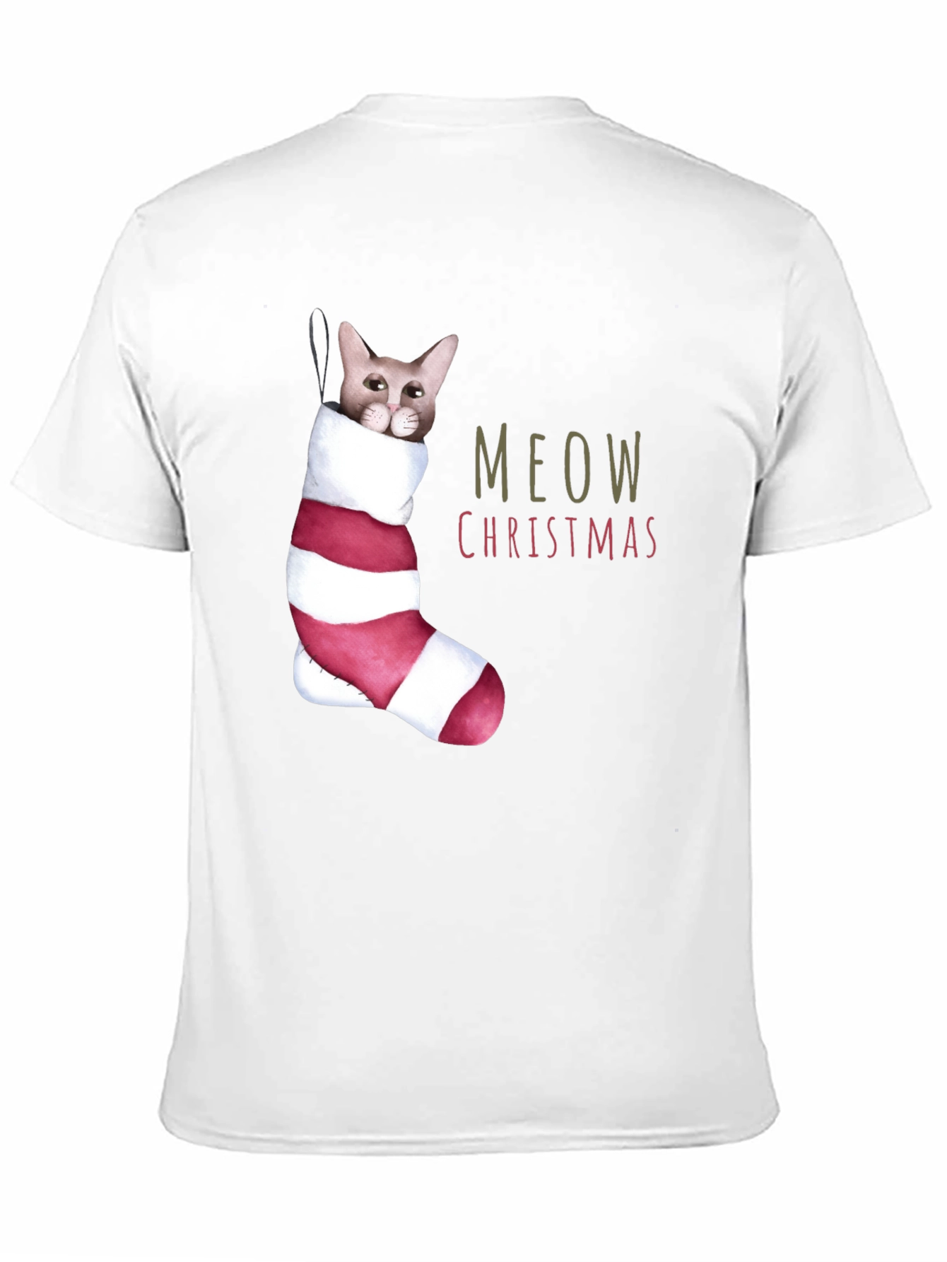 Meow Christmas Cat in Stocking T-Shirt