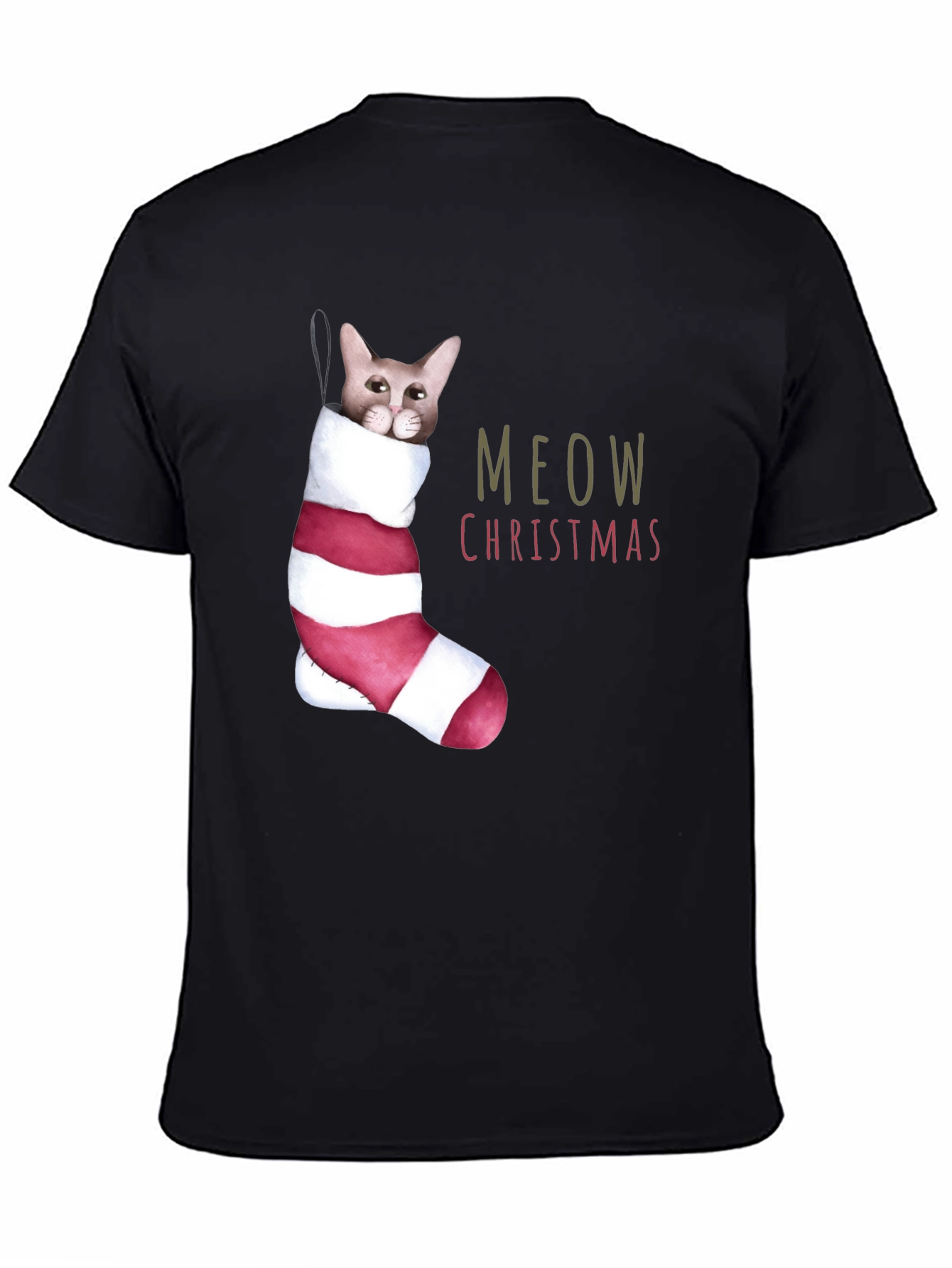 Meow Christmas Cat in Stocking T-Shirt