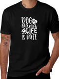 Dog Mama Life is Ruff Black T-Shirt