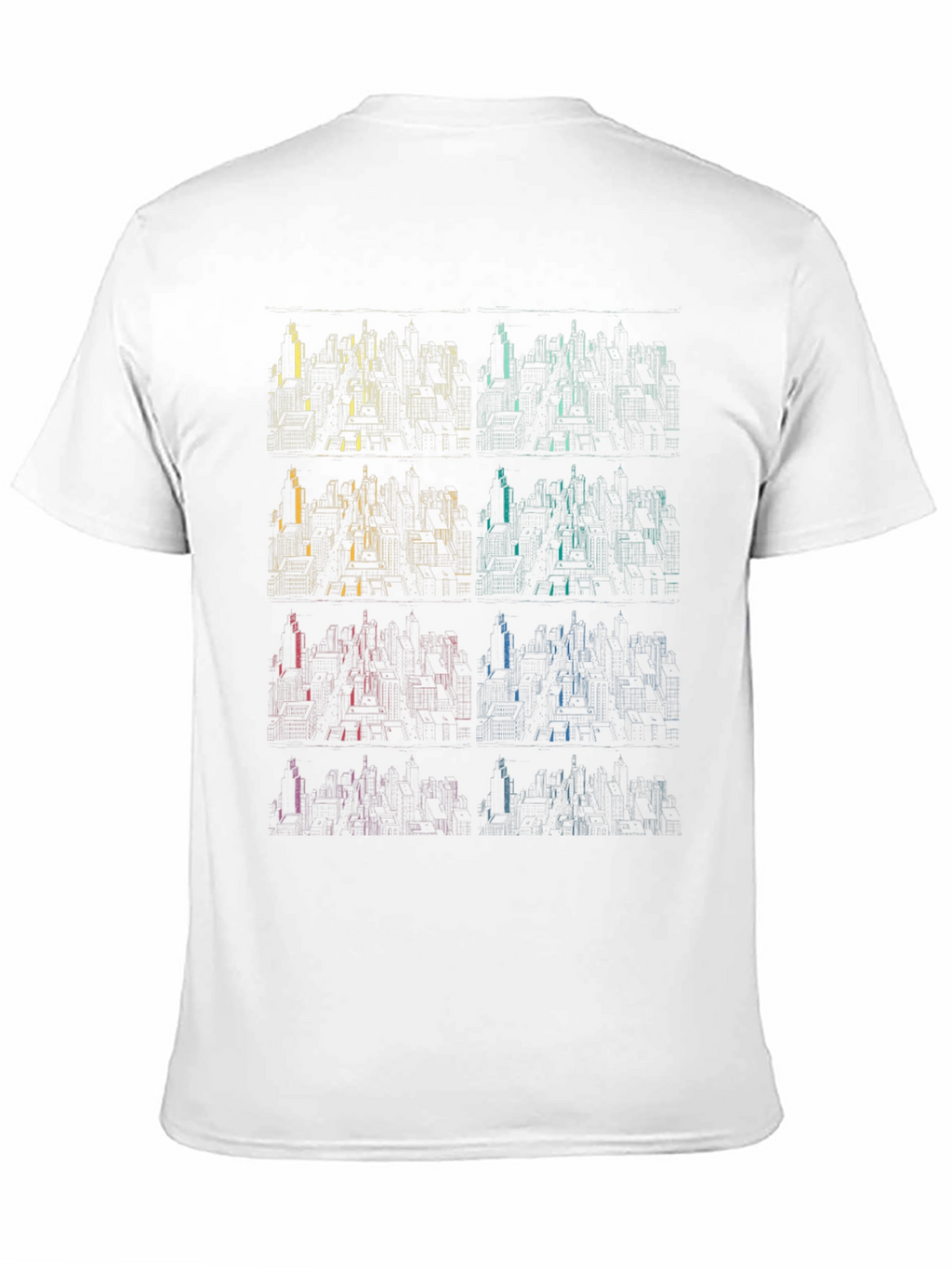 Geometric Cityscape T-Shirt - Gradient Design
