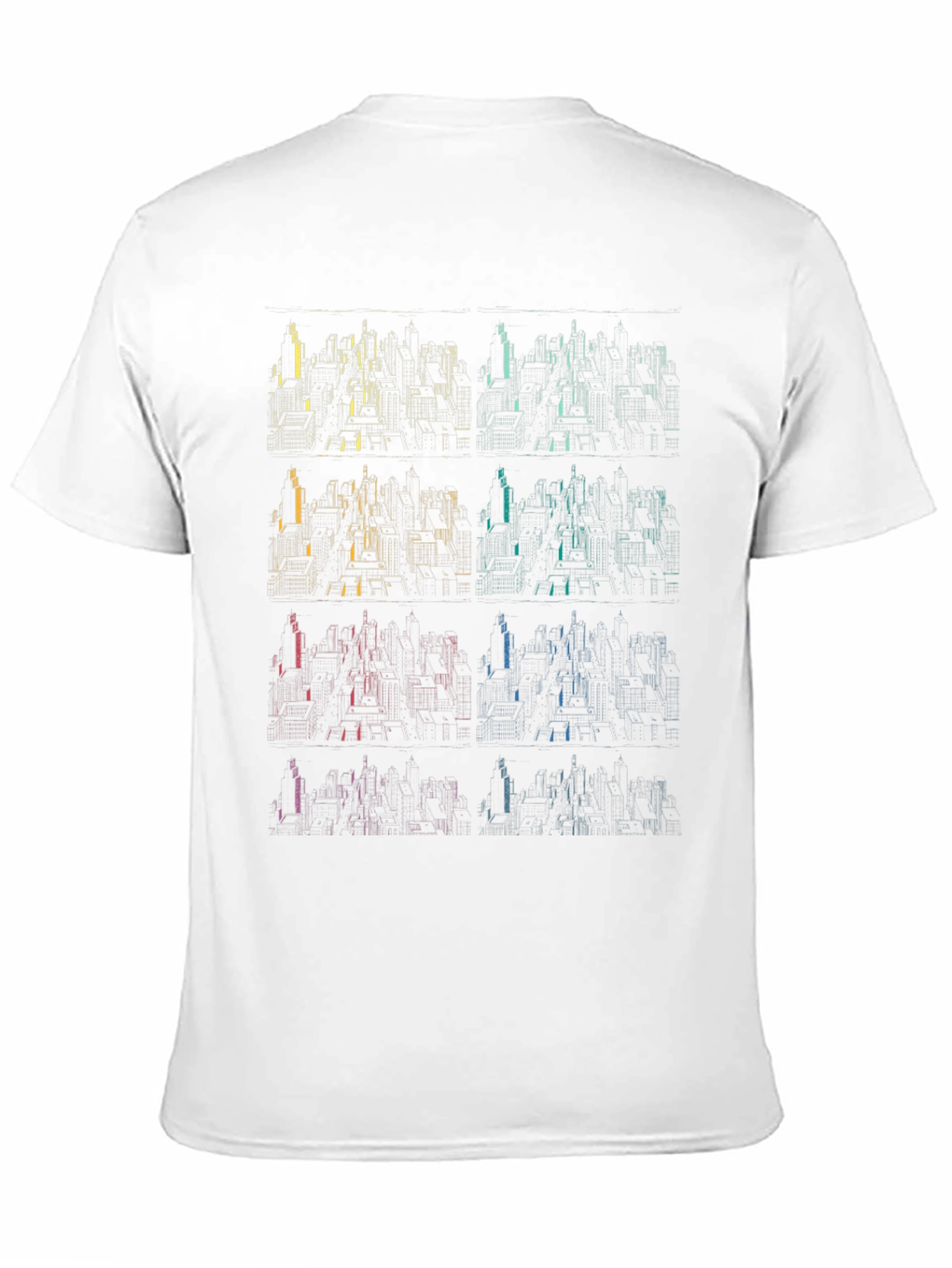 Geometric Cityscape T-Shirt - Gradient Design