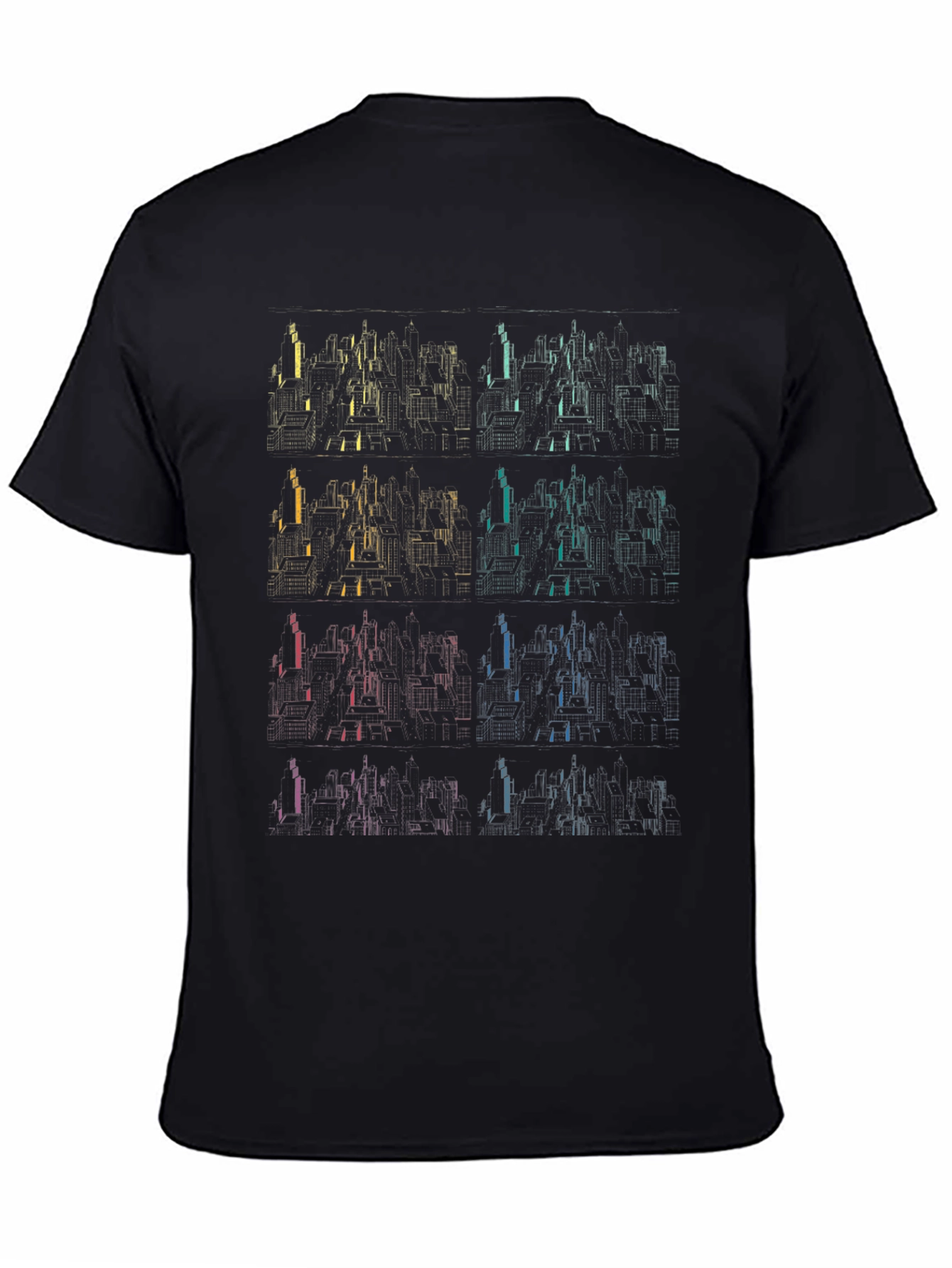 Geometric Cityscape T-Shirt - Gradient Design