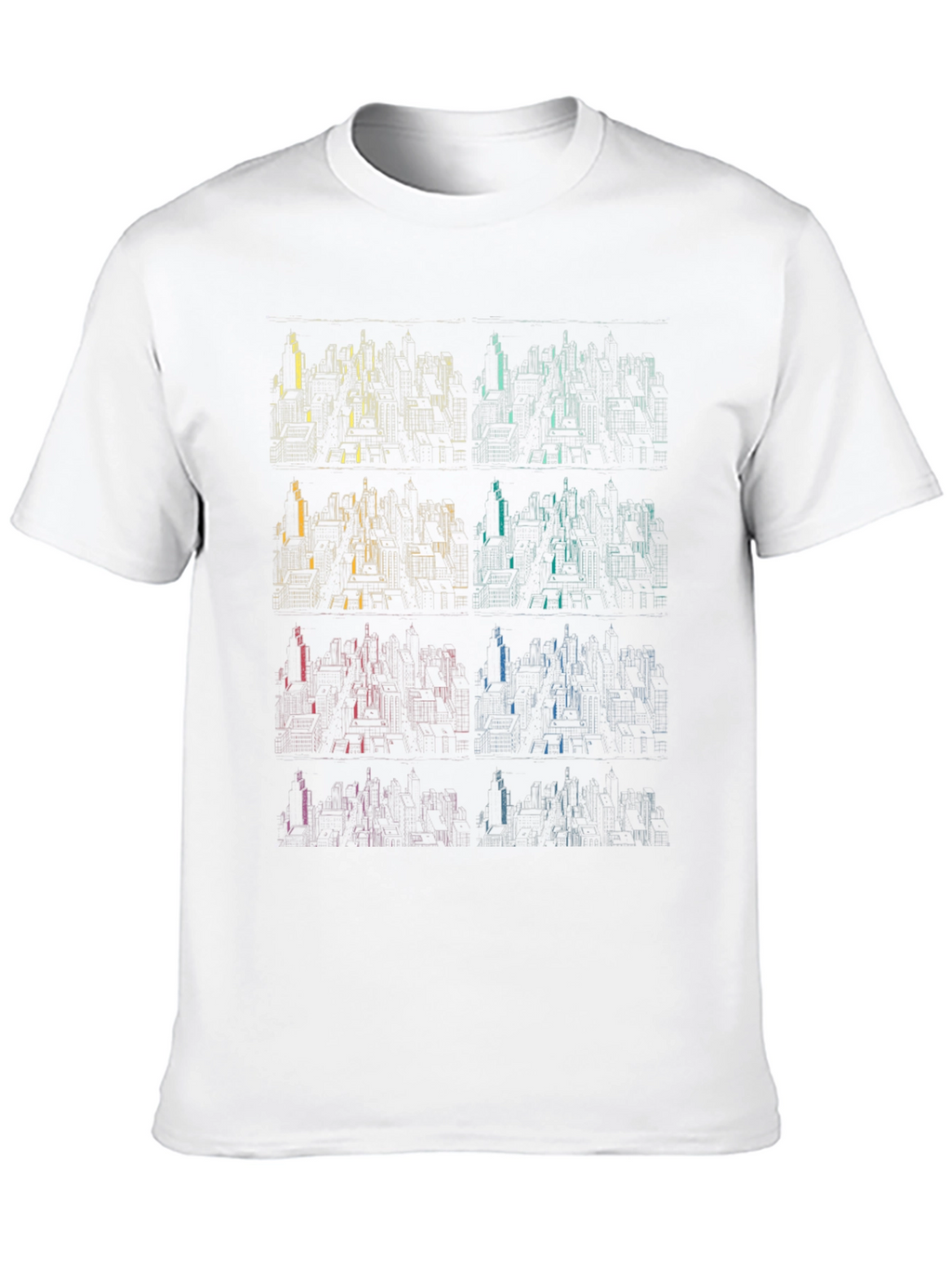 Geometric Cityscape T-Shirt - Gradient Design