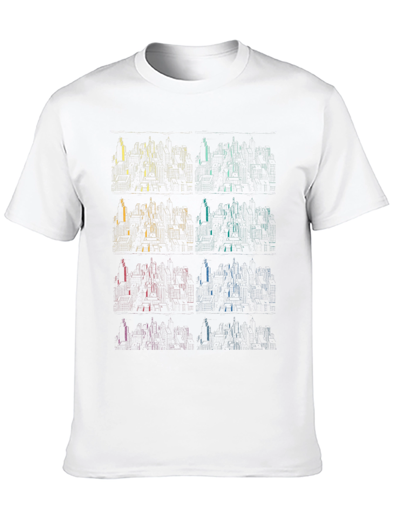 Geometric Cityscape T-Shirt - Gradient Design