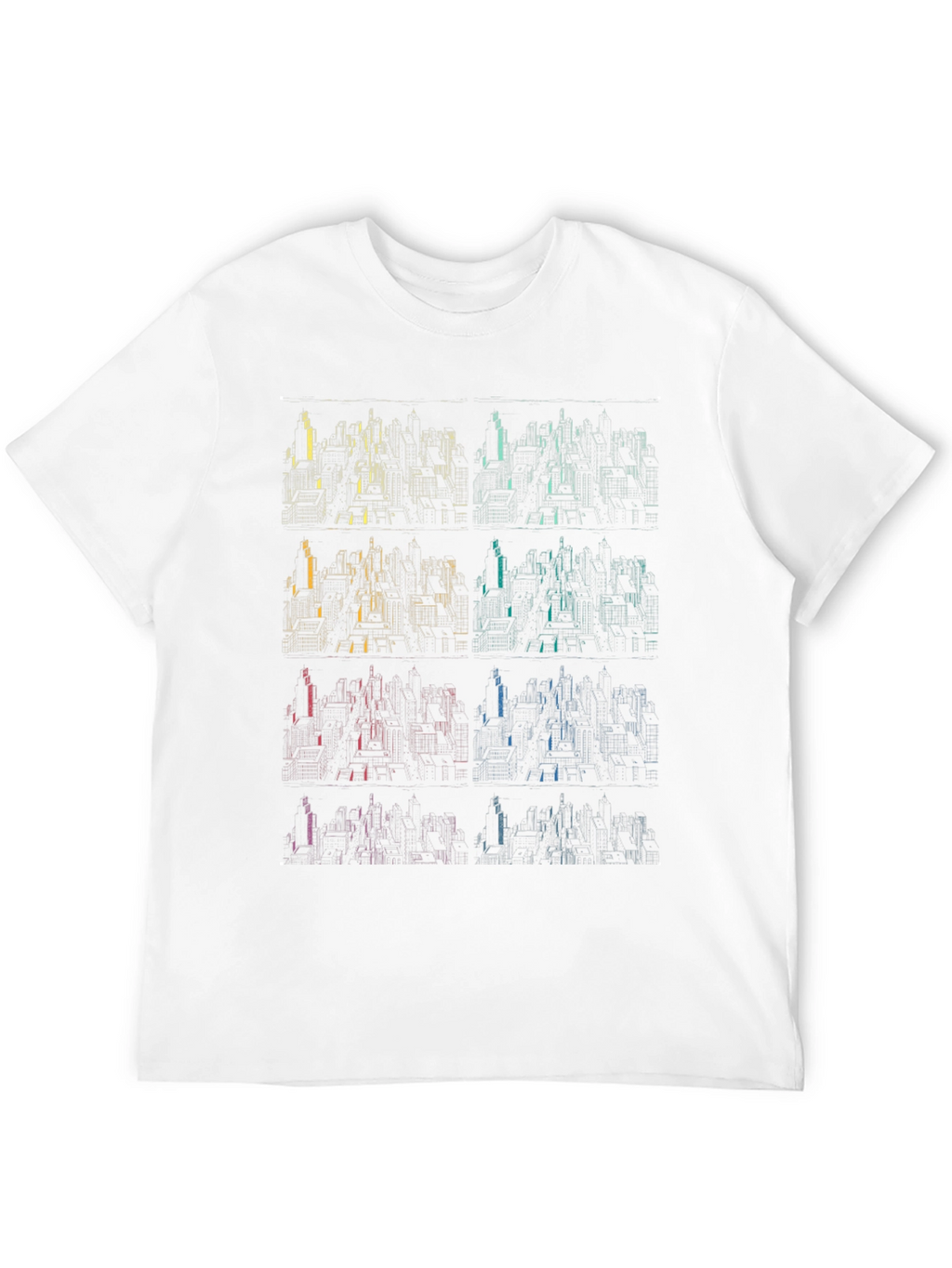 Geometric Cityscape T-Shirt - Gradient Design