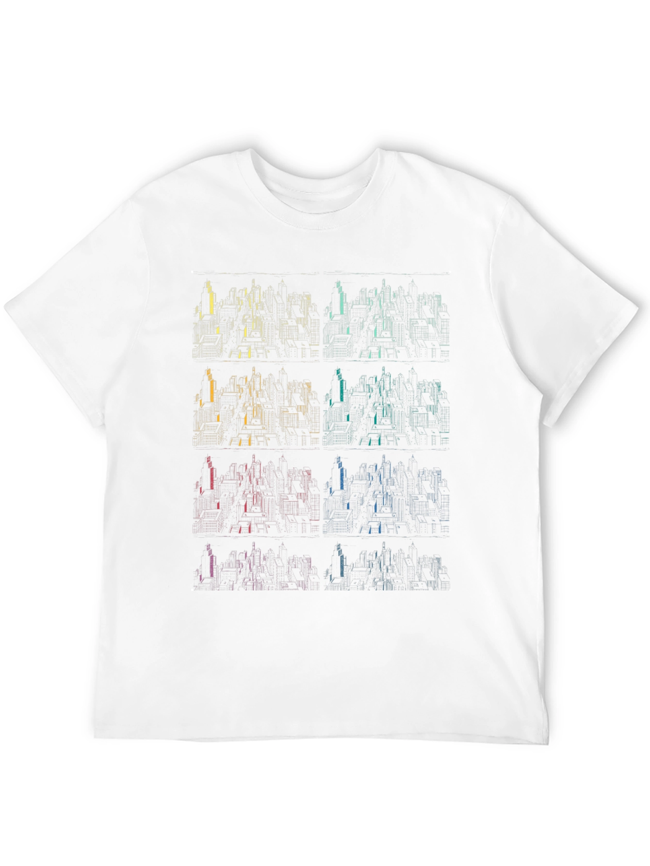 Geometric Cityscape T-Shirt - Gradient Design