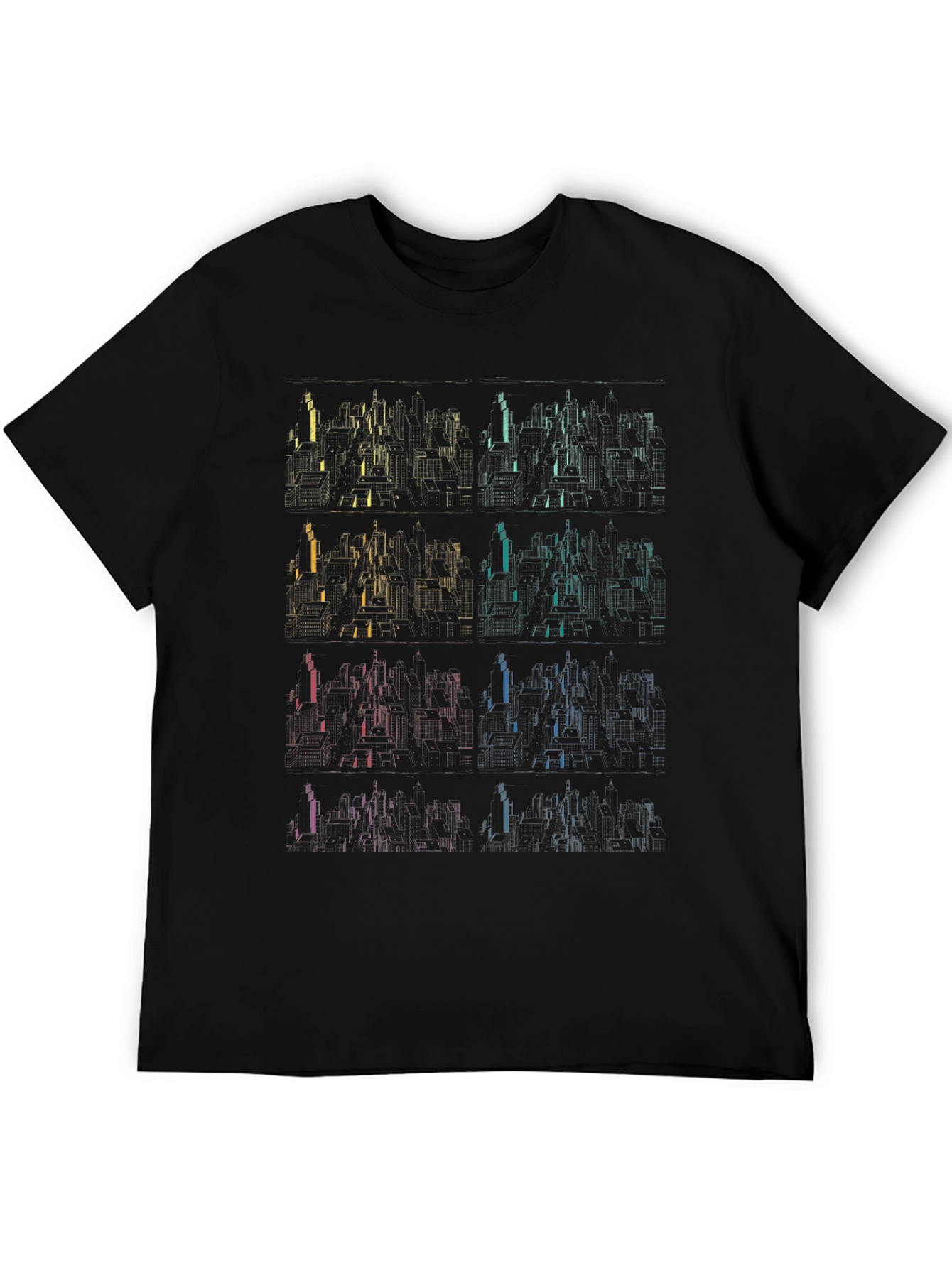 Geometric Cityscape T-Shirt - Gradient Design