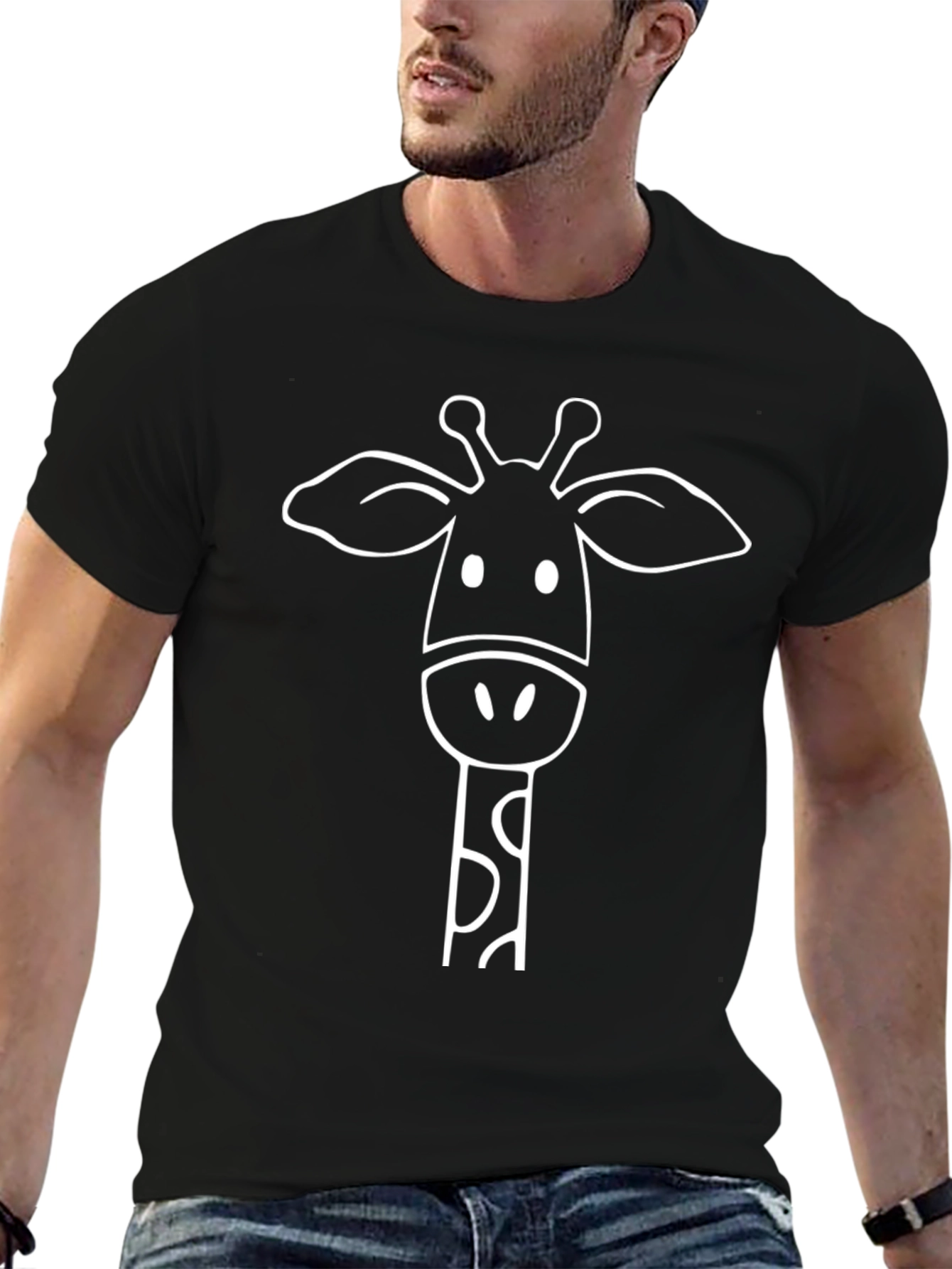 Giraffe Graphic Tee - Black Crewneck T-Shirt