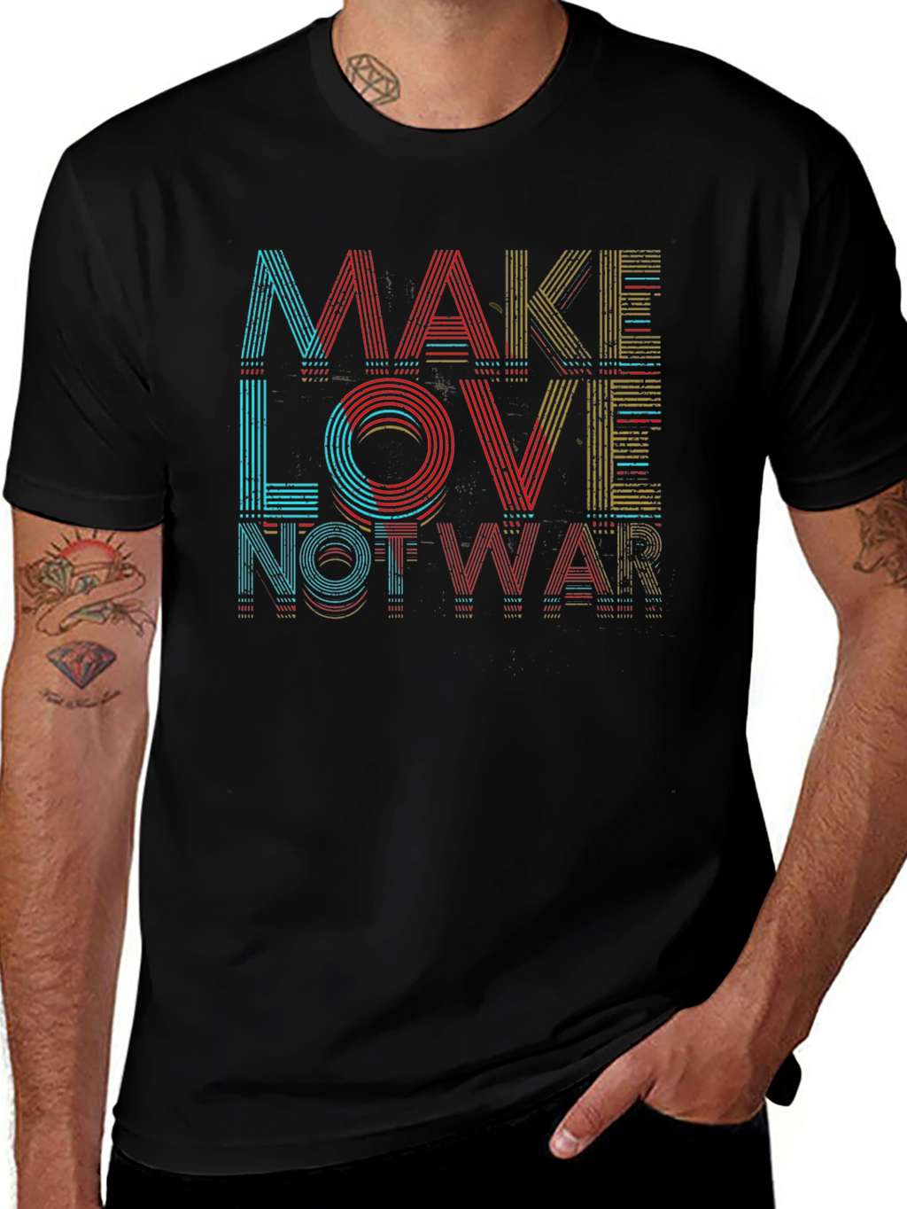 Make Love Not War Graphic T-Shirt - Black
