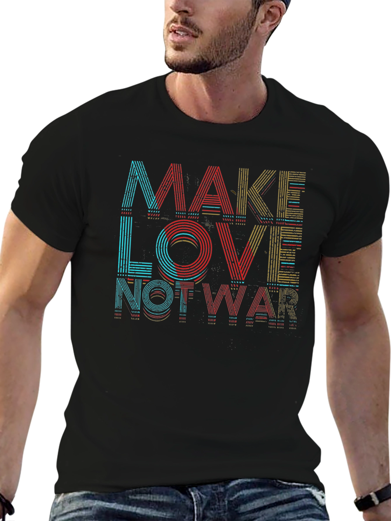 Make Love Not War Graphic T-Shirt - Black