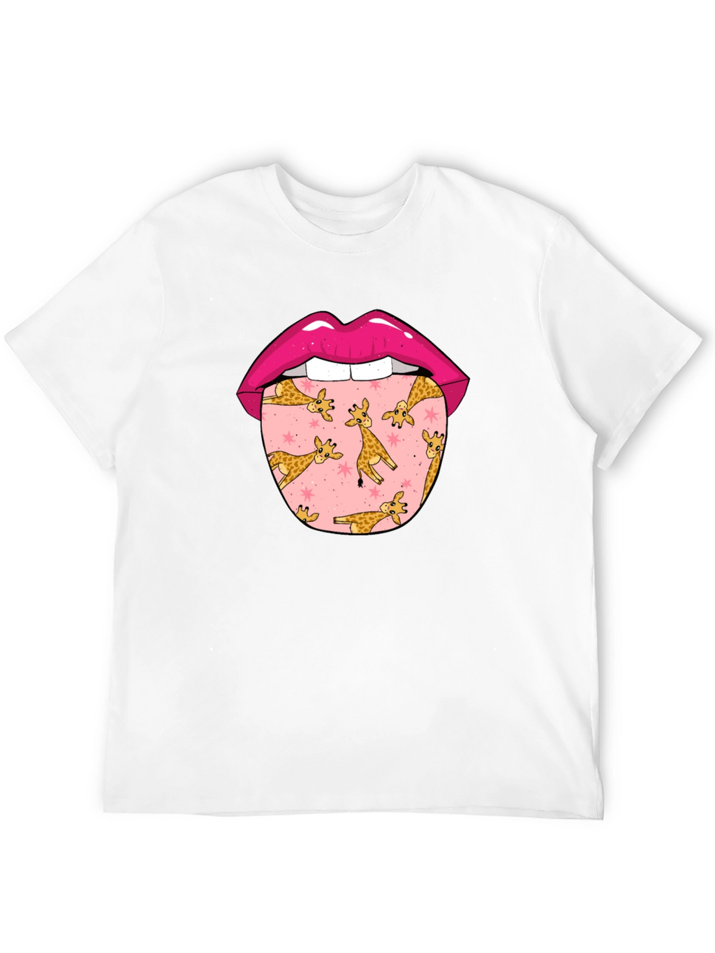Giraffe Tongue Graphic Tee - Black Cotton T-Shirt
