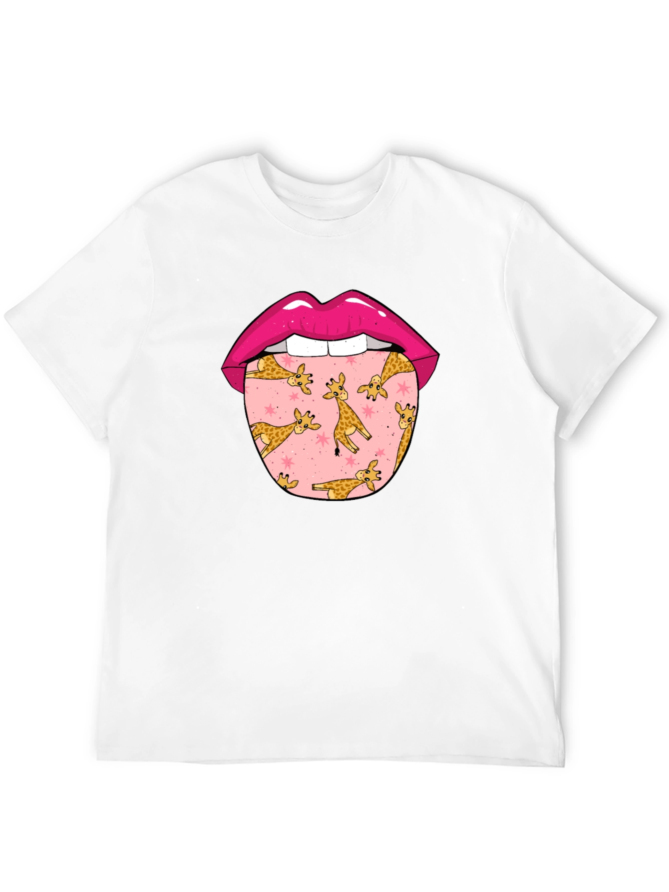 Giraffe Tongue Graphic Tee - Black Cotton T-Shirt