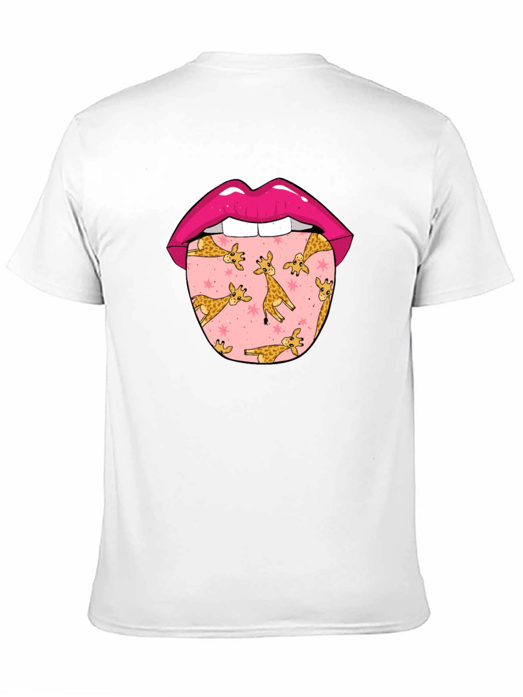 Giraffe Tongue Graphic Tee - Black Cotton T-Shirt