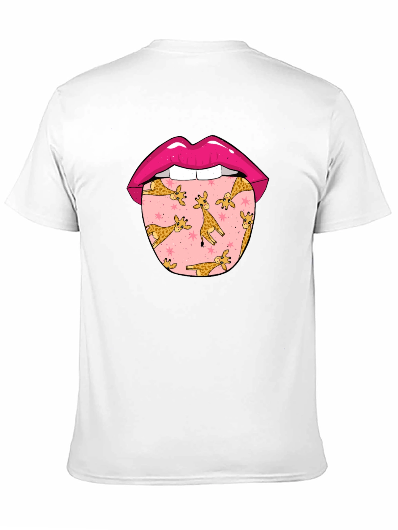 Giraffe Tongue Graphic Tee - Black Cotton T-Shirt