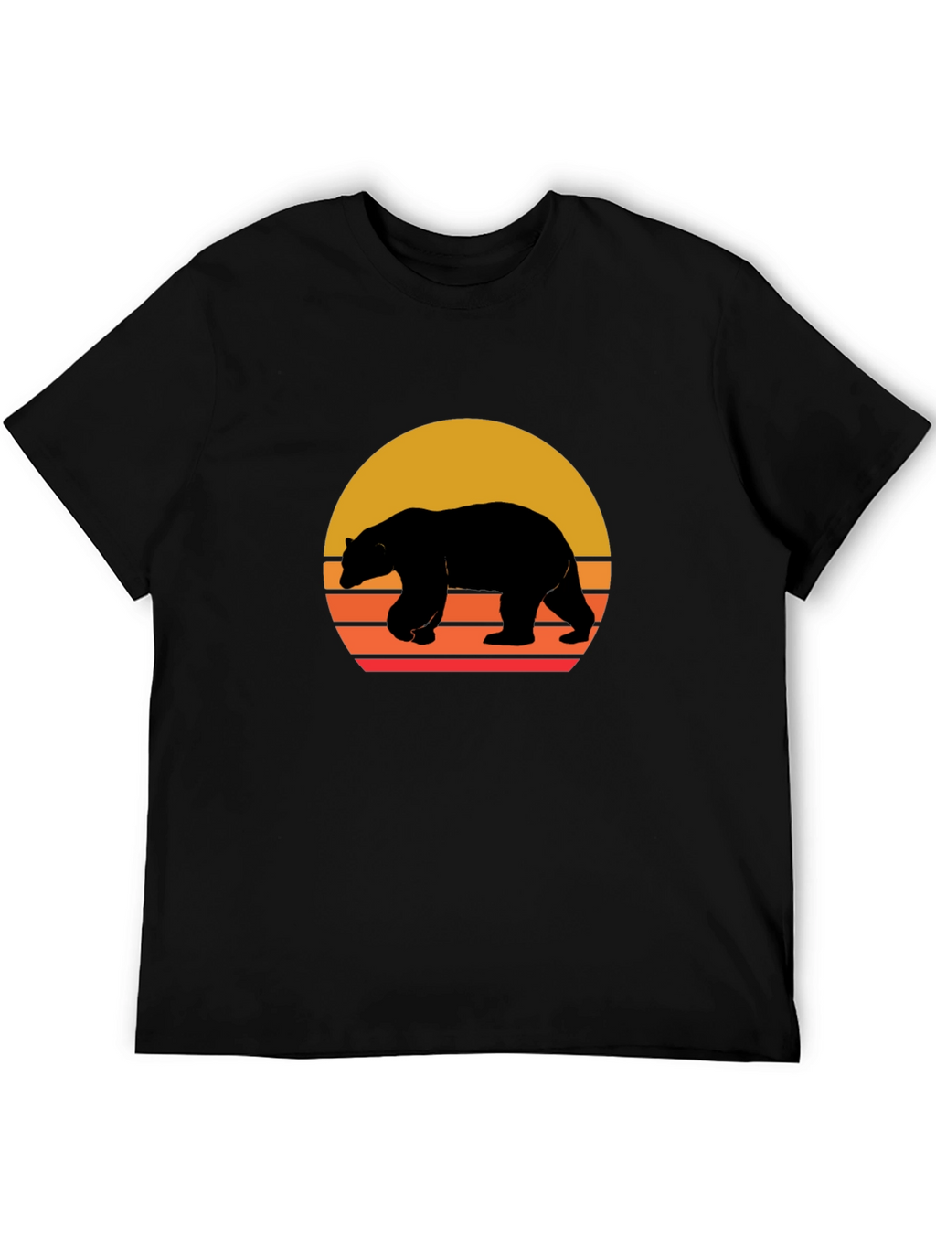 Bear Sunset Graphic Tee - Black Unisex T-Shirt