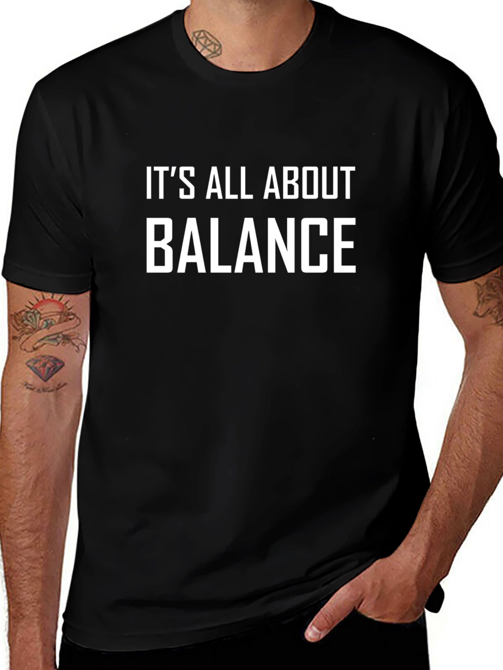 Balance Graphic Tee - Black Cotton Blend Shirt