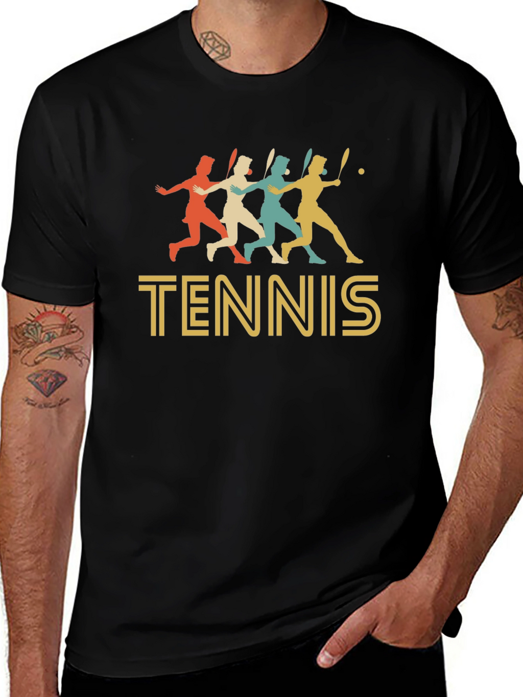 Retro Tennis Player Graphic T-Shirt