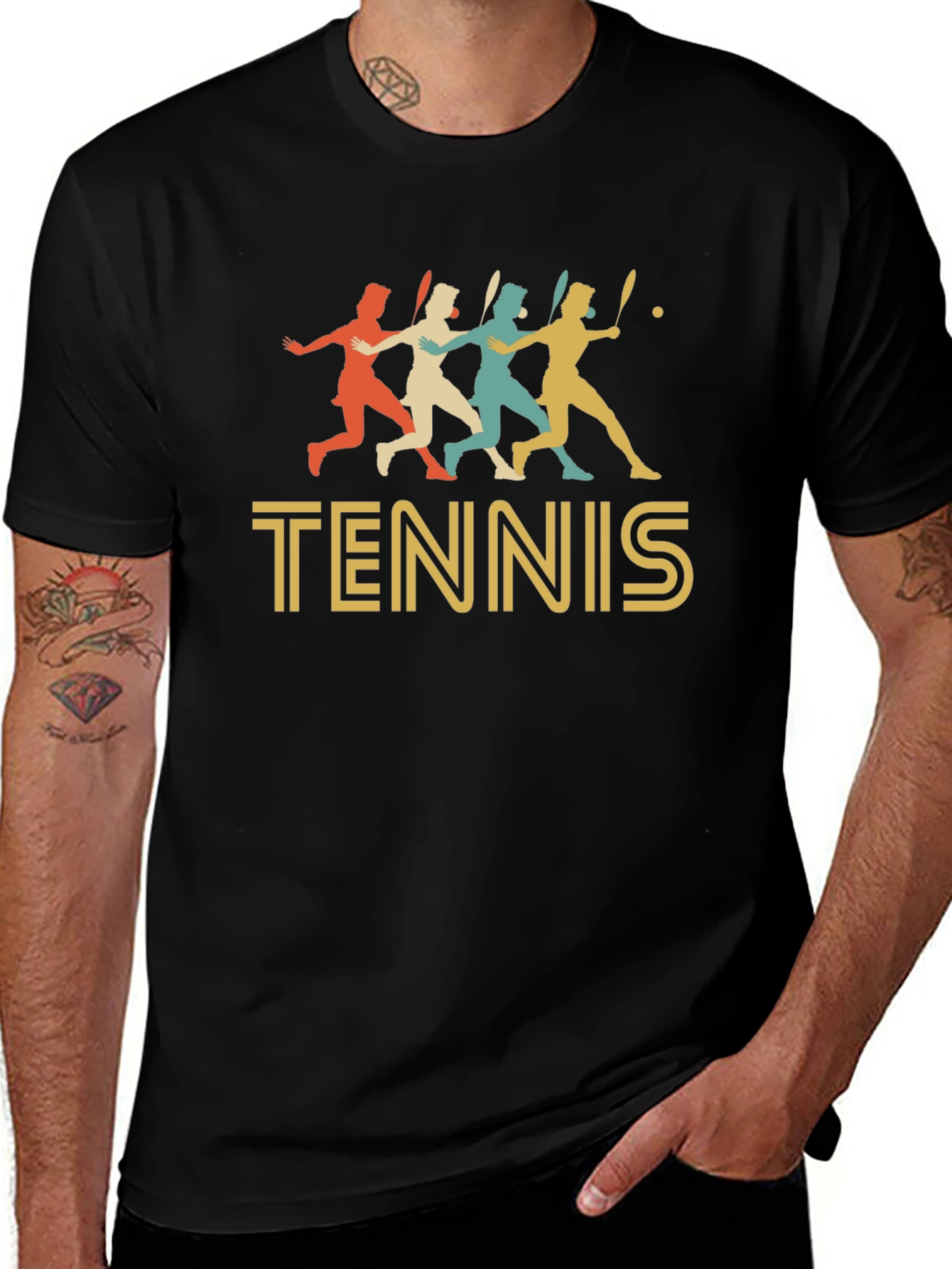 Retro Tennis Player Graphic T-Shirt