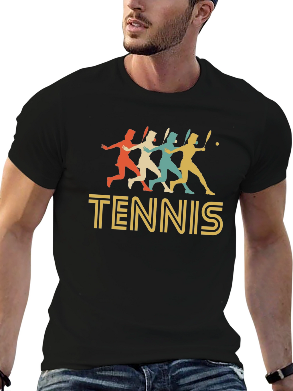 Retro Tennis Player Graphic T-Shirt