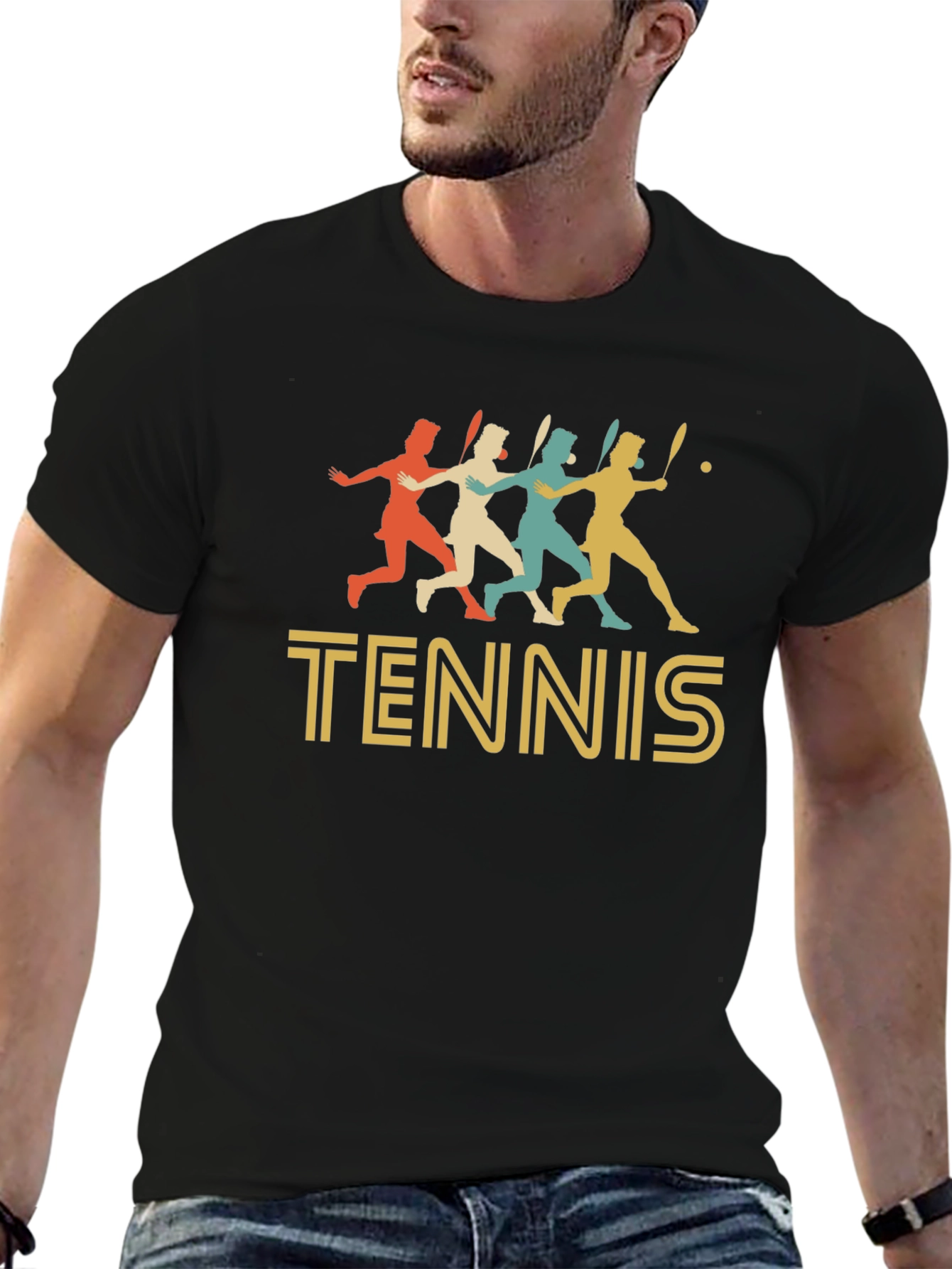 Retro Tennis Player Graphic T-Shirt