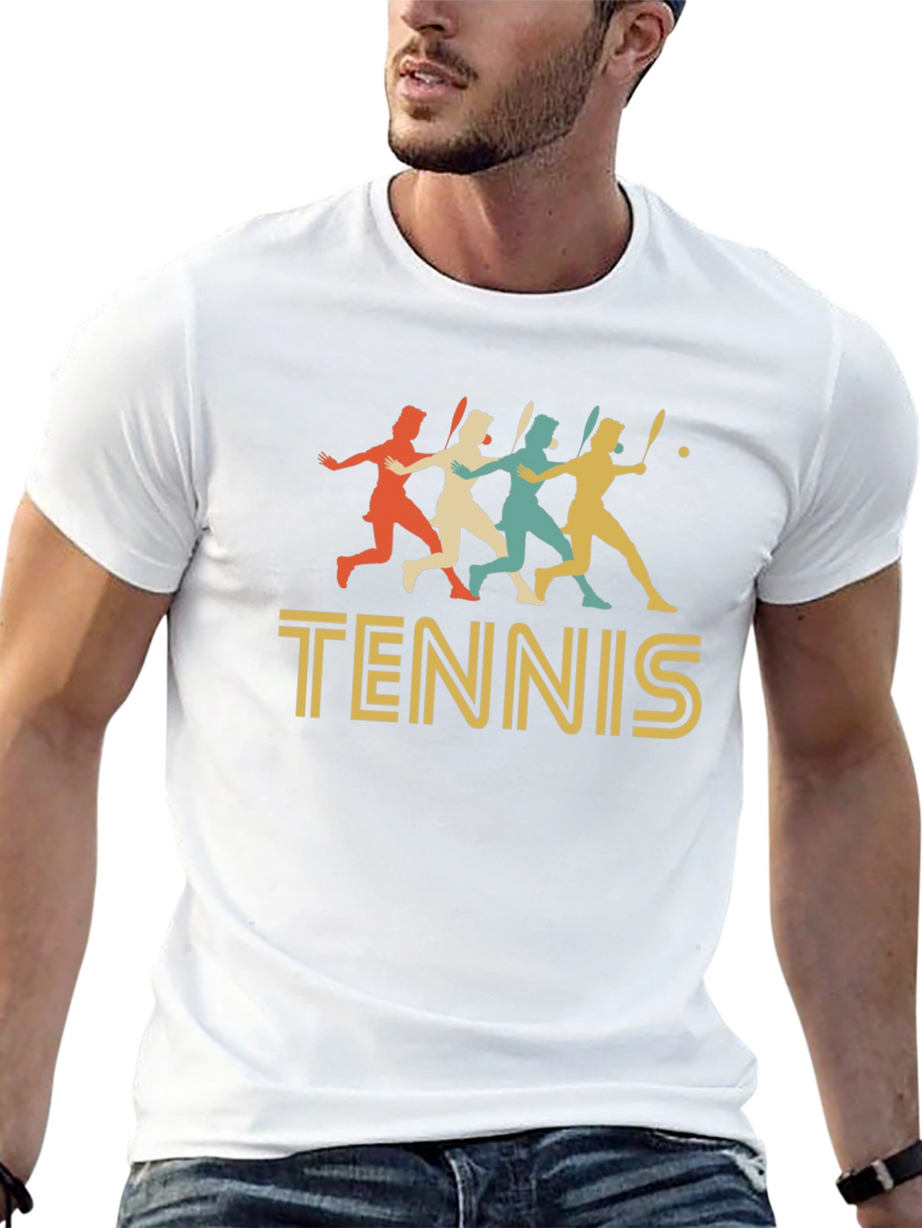 Retro Tennis Player Graphic T-Shirt