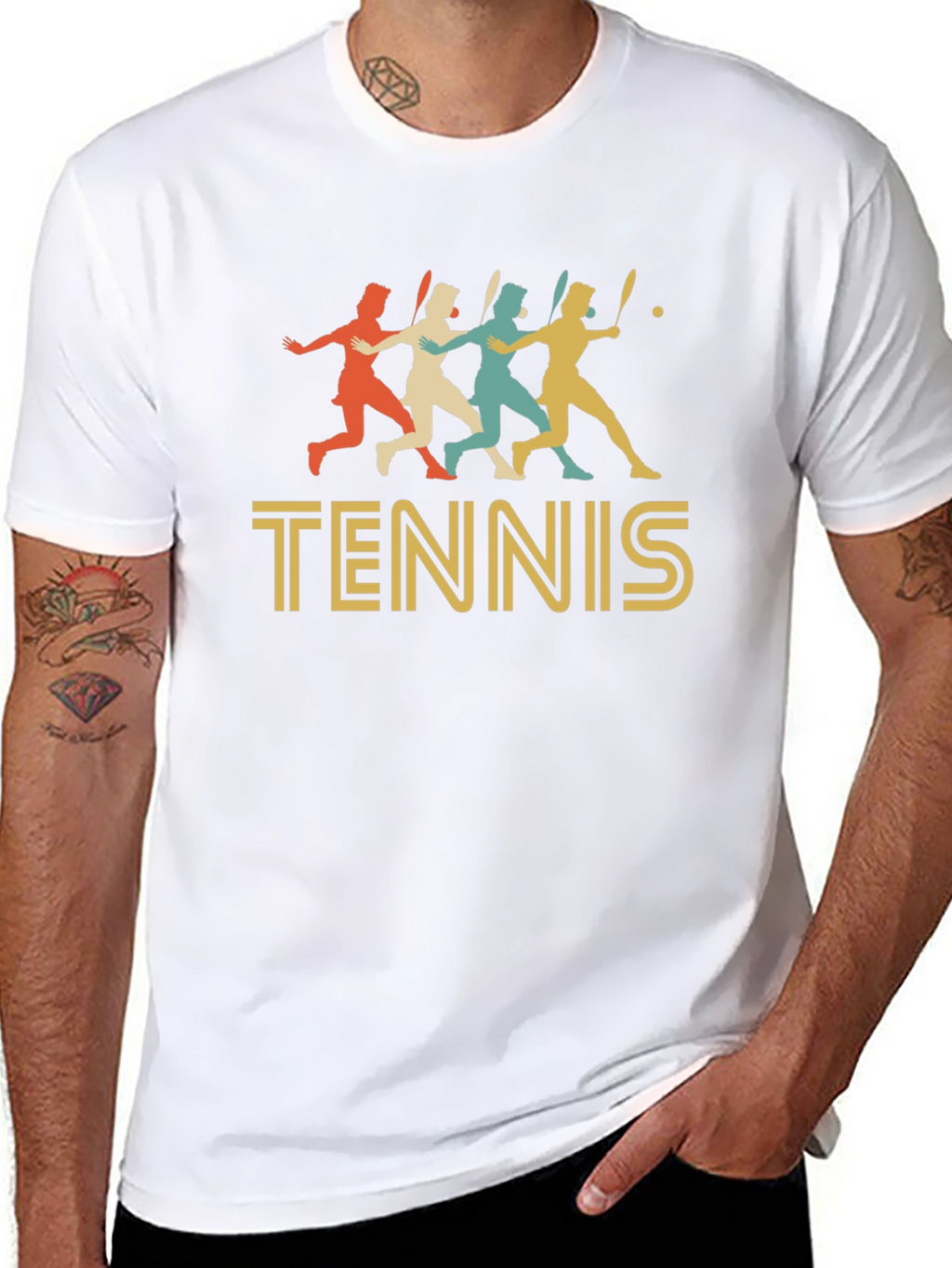 Retro Tennis Player Graphic T-Shirt