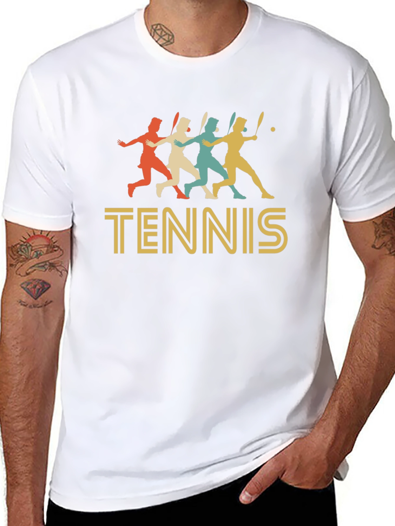 Retro Tennis Player Graphic T-Shirt