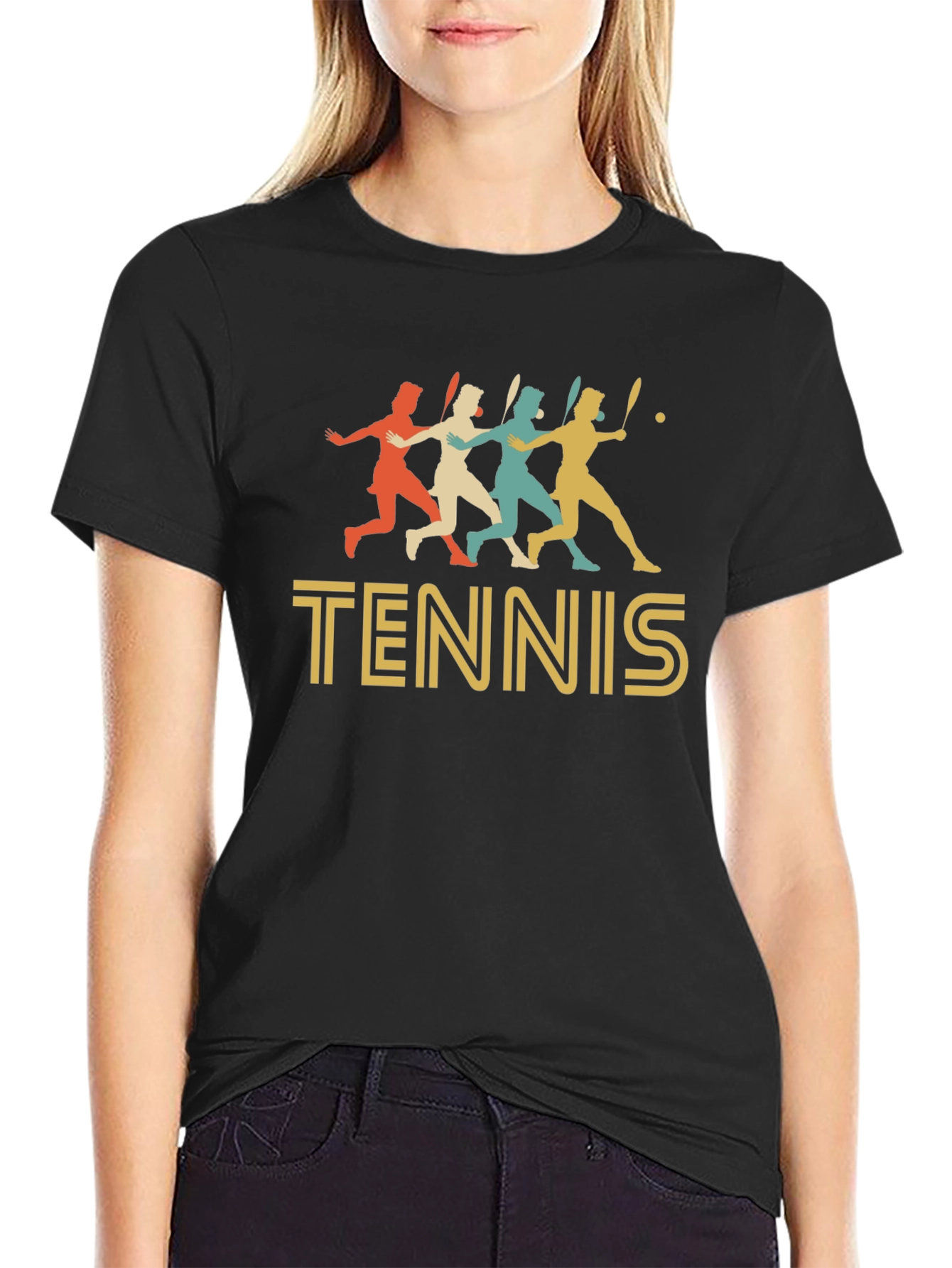 Retro Tennis Player Graphic T-Shirt