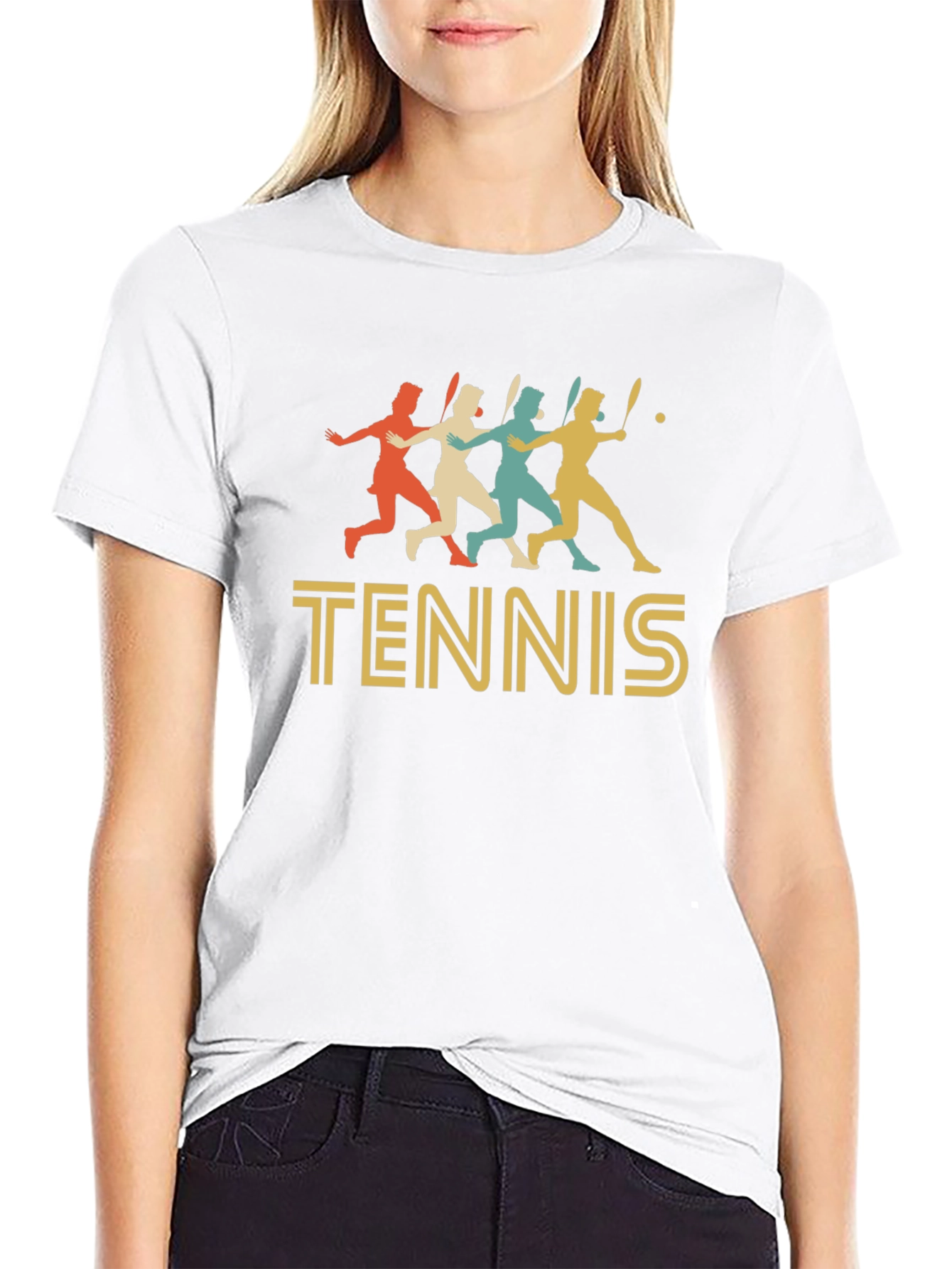 Retro Tennis Player Graphic T-Shirt